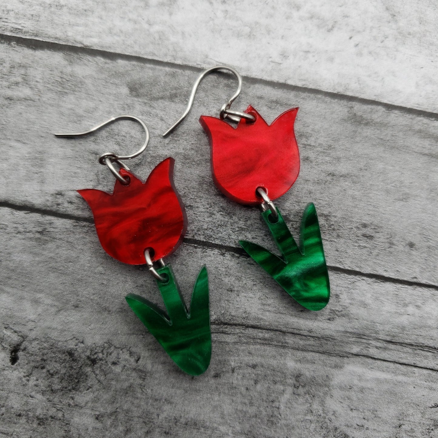 Red Tulip Earrings