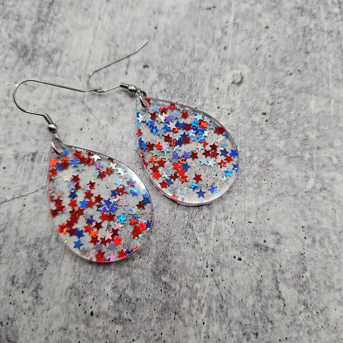 Red, White, & Blue Iridescent Star Earrings (8 styles)