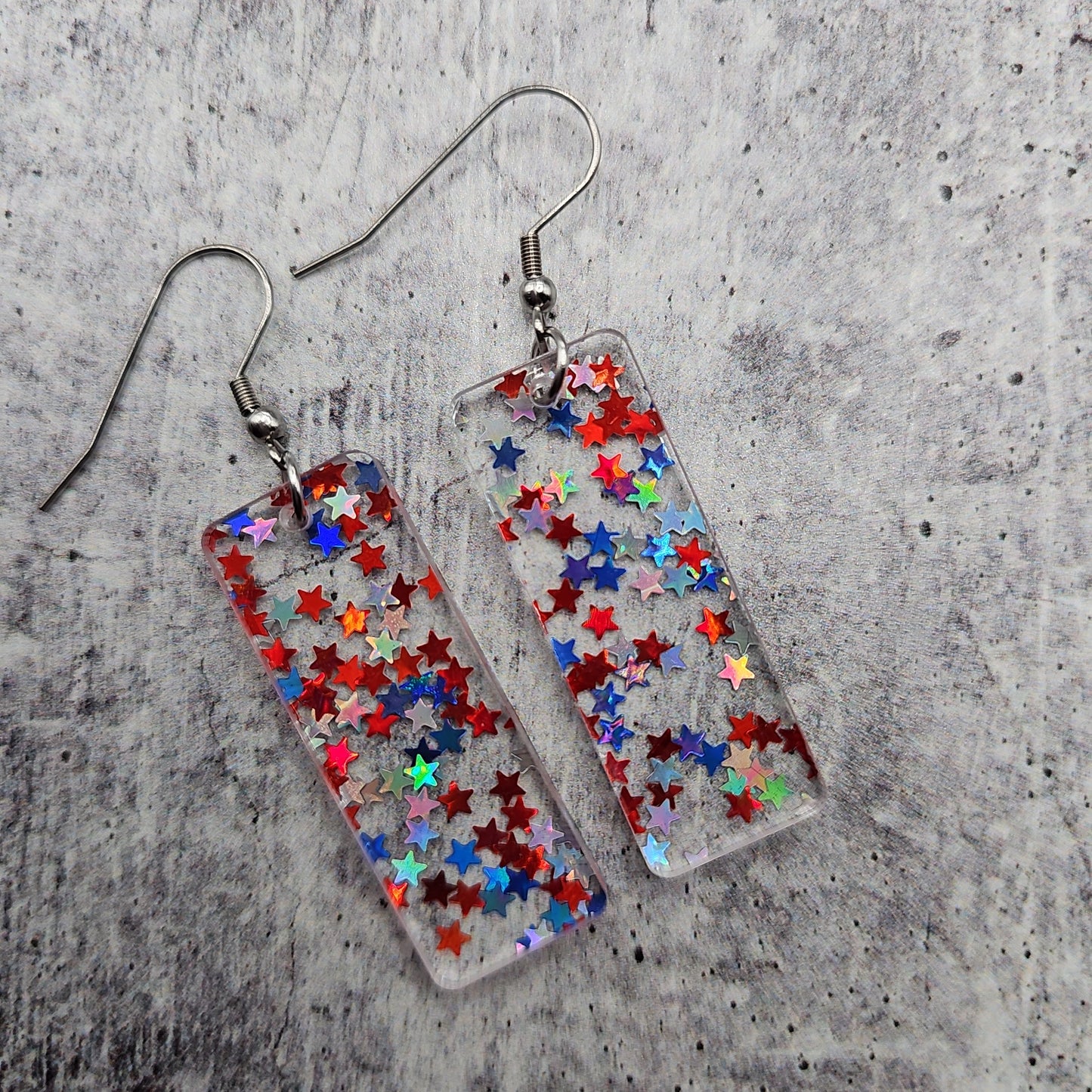 Red, White, & Blue Iridescent Star Earrings (8 styles)