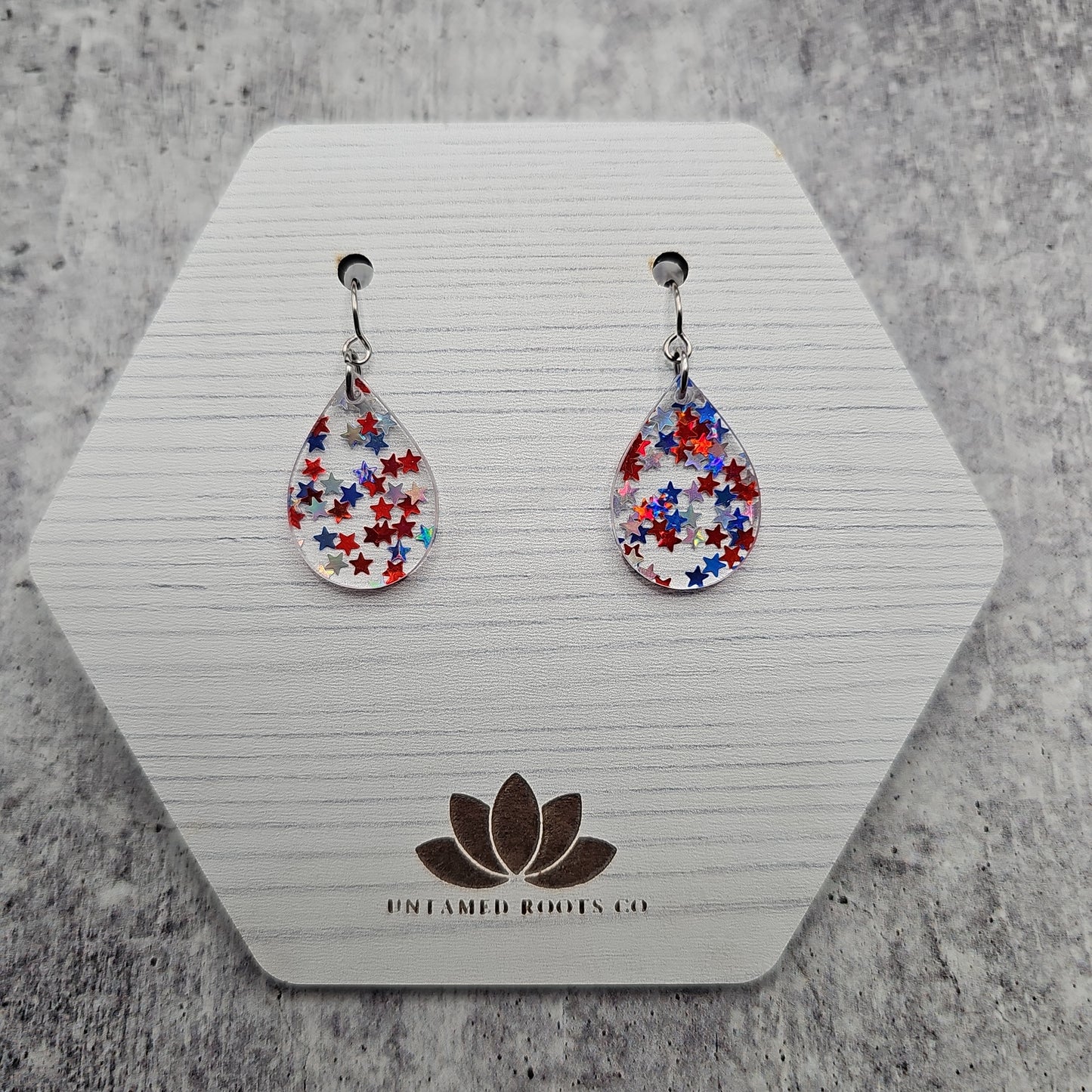 Red, White, & Blue Iridescent Star Earrings (8 styles)