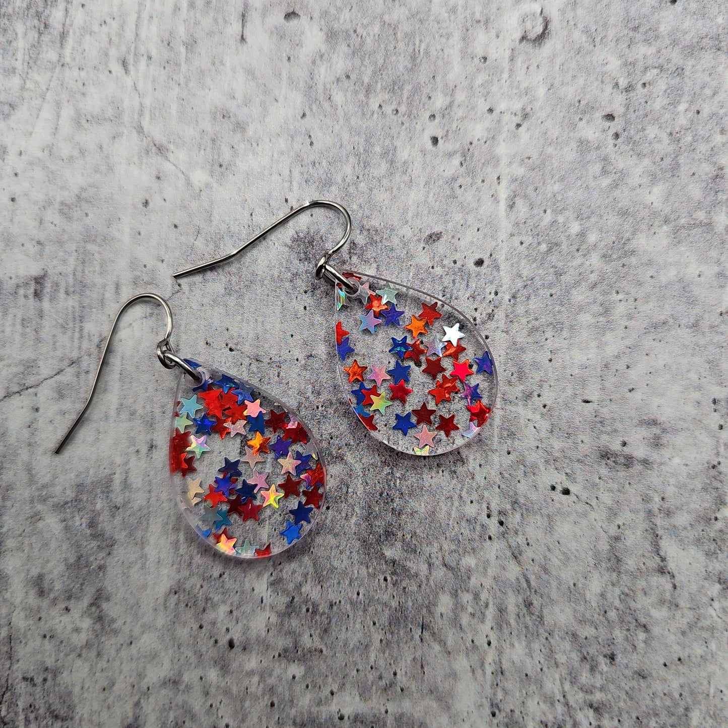 Red, White, & Blue Iridescent Star Earrings (8 styles)