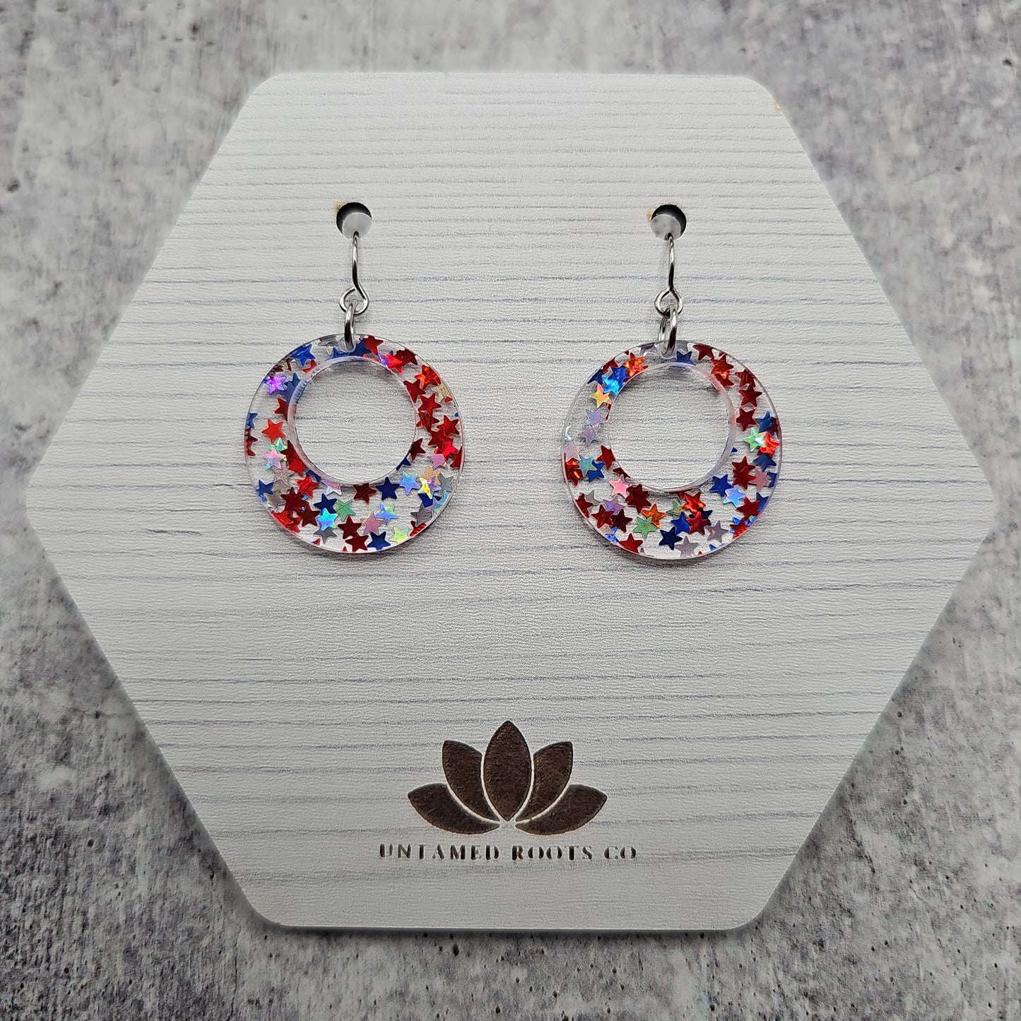 Red, White, & Blue Iridescent Star Earrings (8 styles)