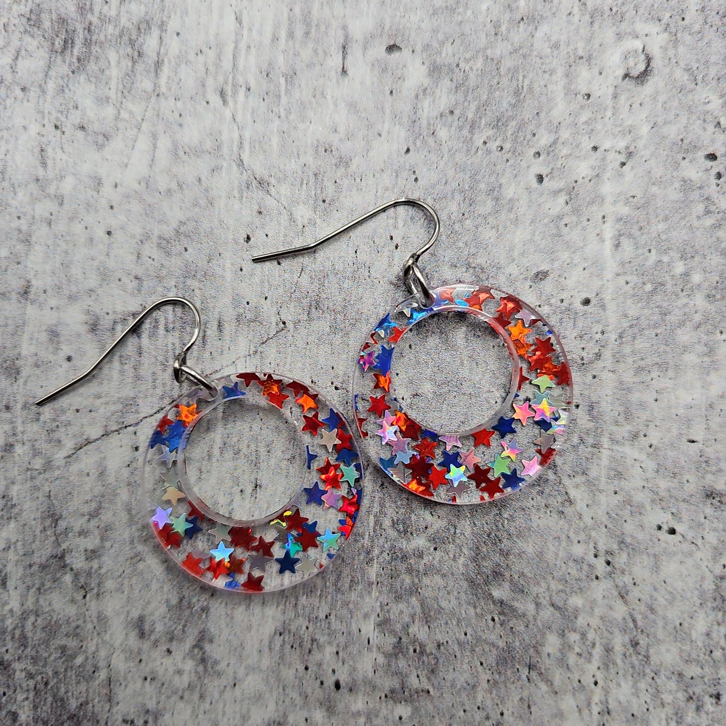 Red, White, & Blue Iridescent Star Earrings (8 styles)
