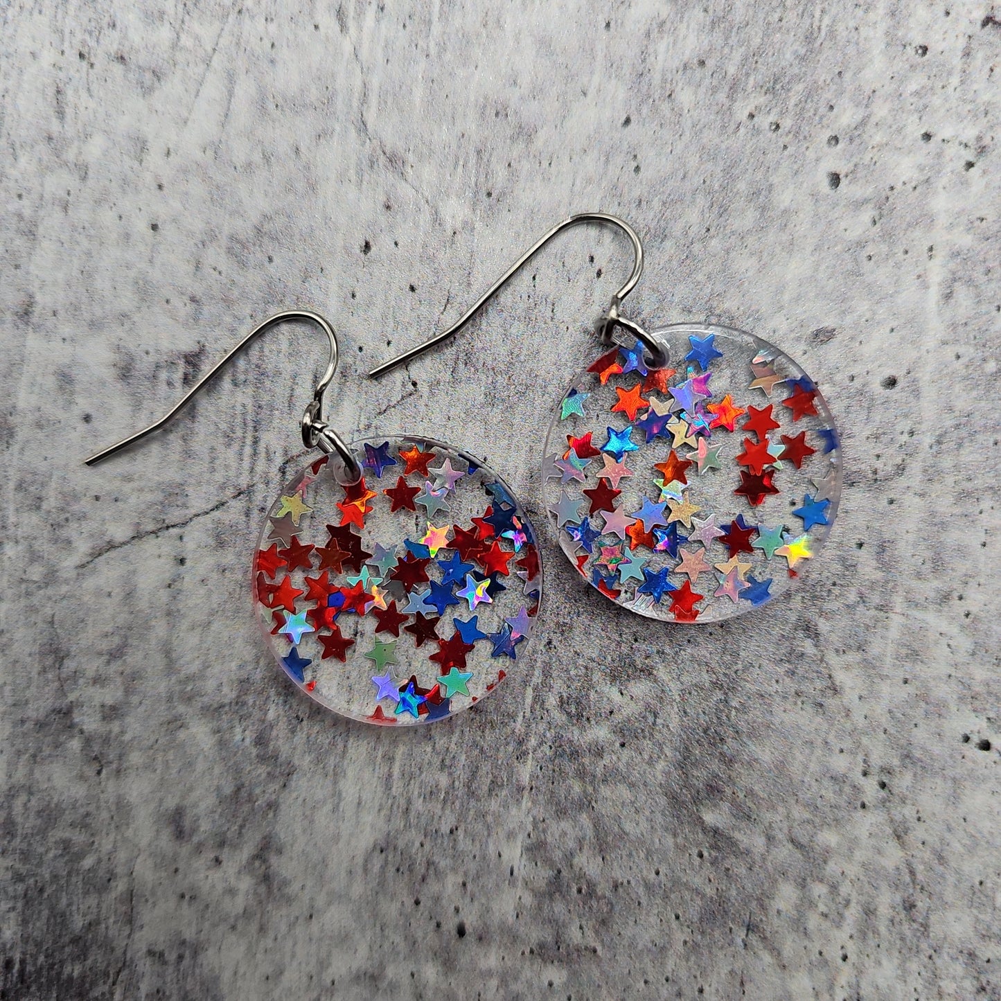 Red, White, & Blue Iridescent Star Earrings (8 styles)