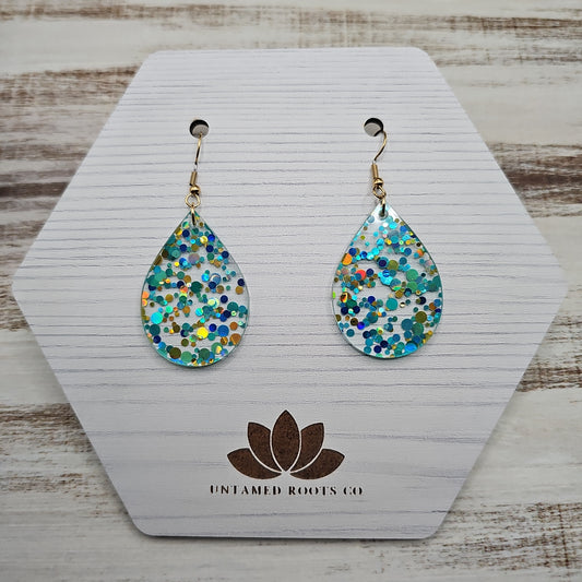 Teal and Gold Polka Dot Earrings (8 styles)