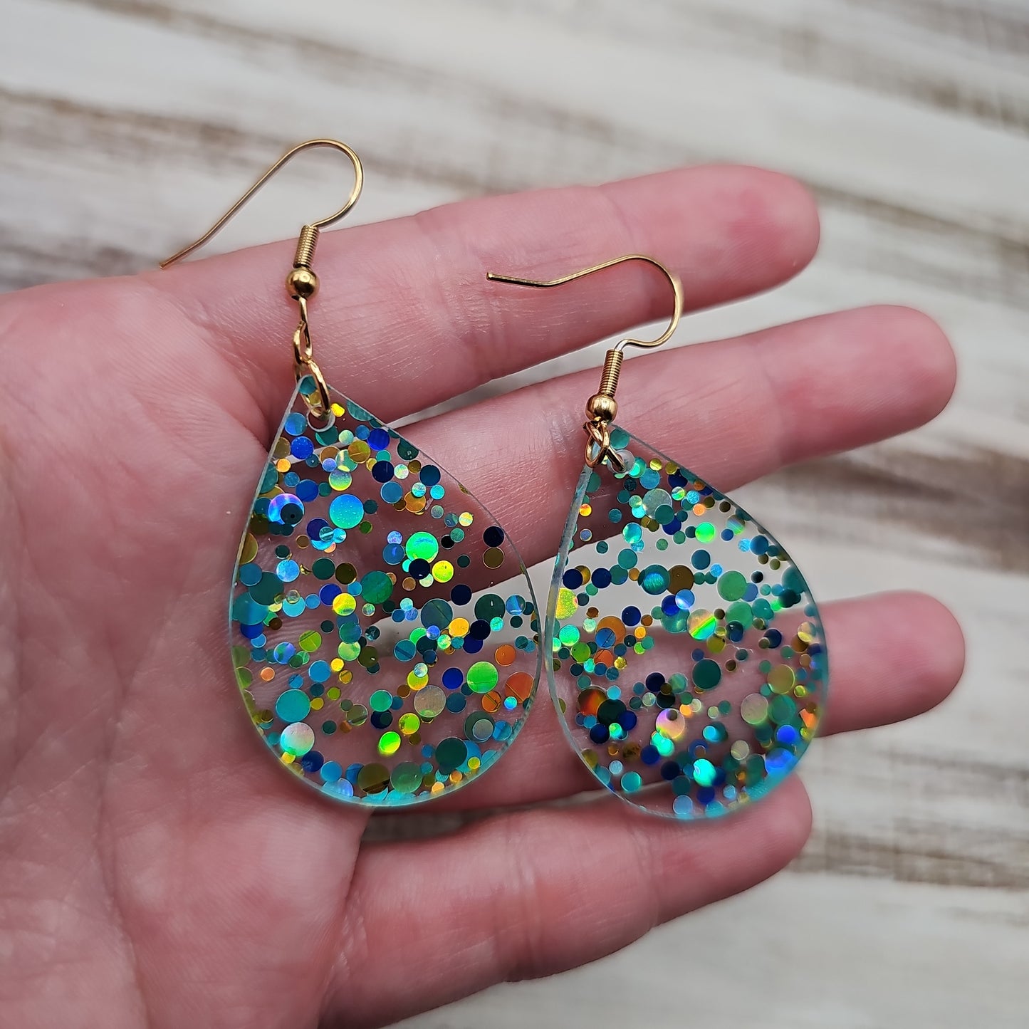 Teal and Gold Polka Dot Earrings (8 styles)