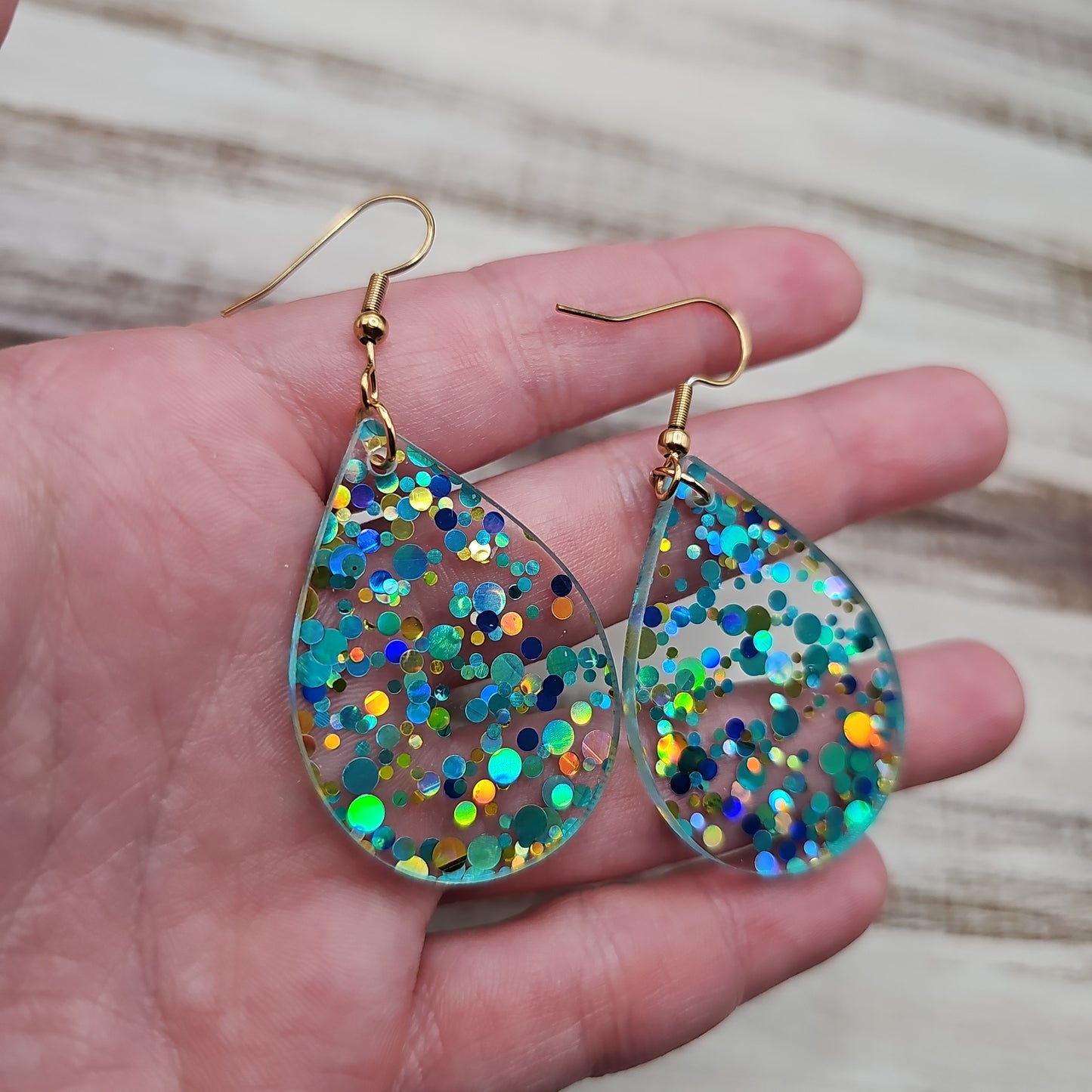 Teal and Gold Polka Dot Earrings (8 styles)