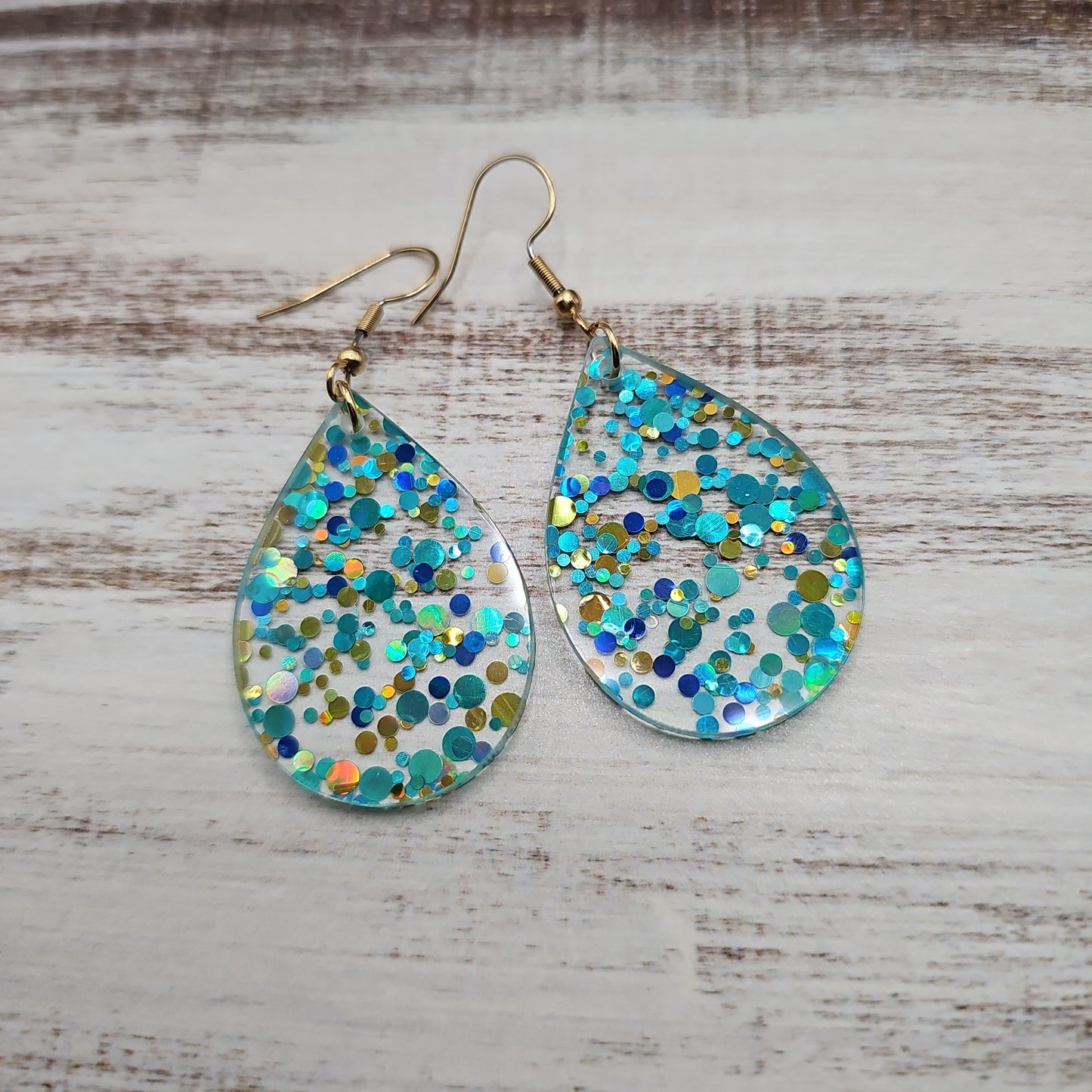 Teal and Gold Polka Dot Earrings (8 styles)