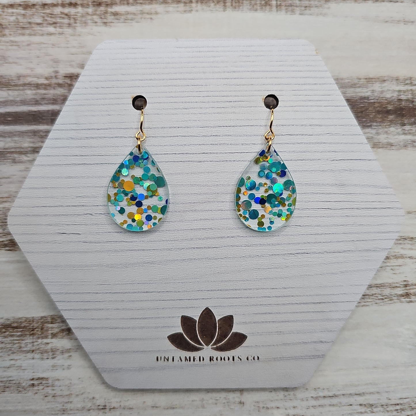 Teal and Gold Polka Dot Earrings (8 styles)