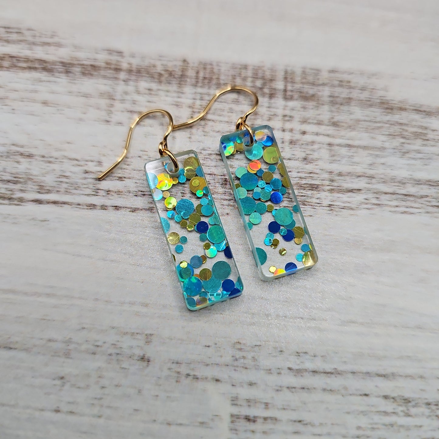 Teal and Gold Polka Dot Earrings (8 styles)