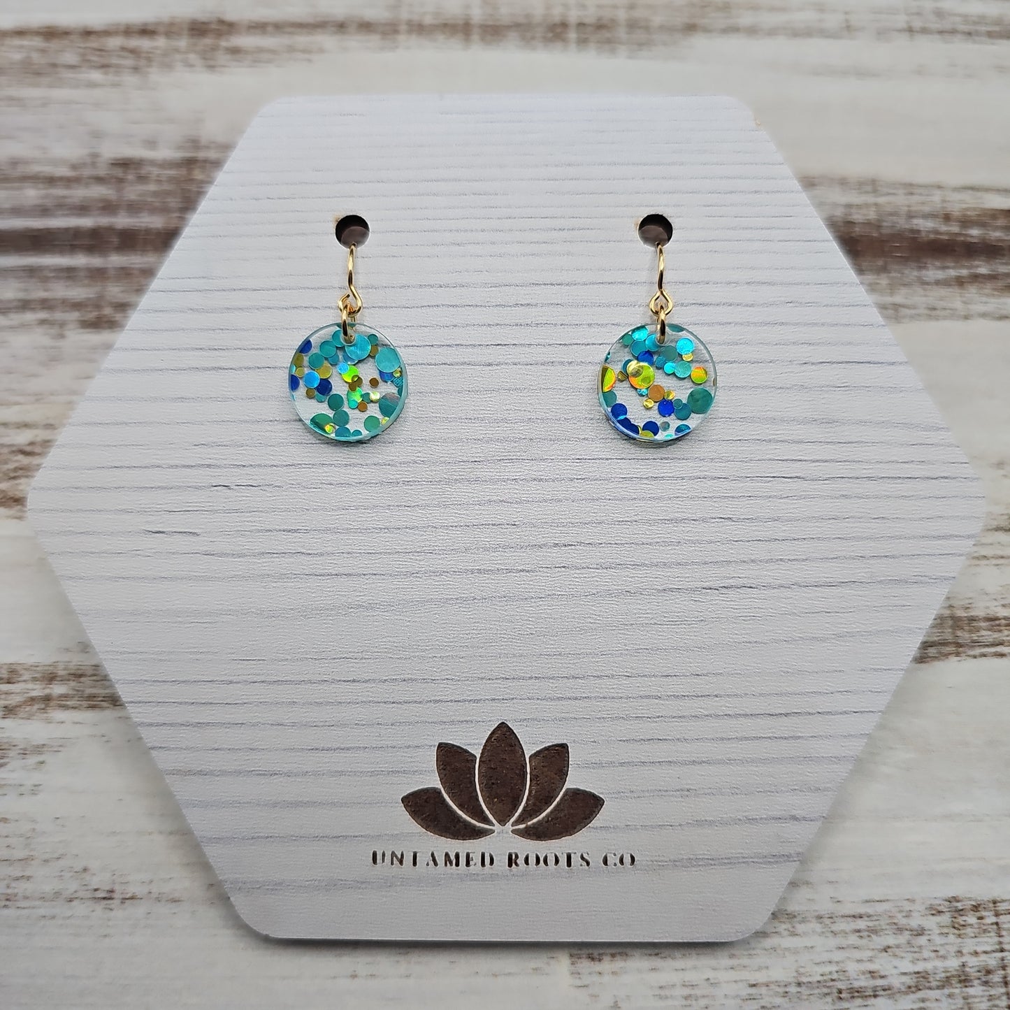 Teal and Gold Polka Dot Earrings (8 styles)