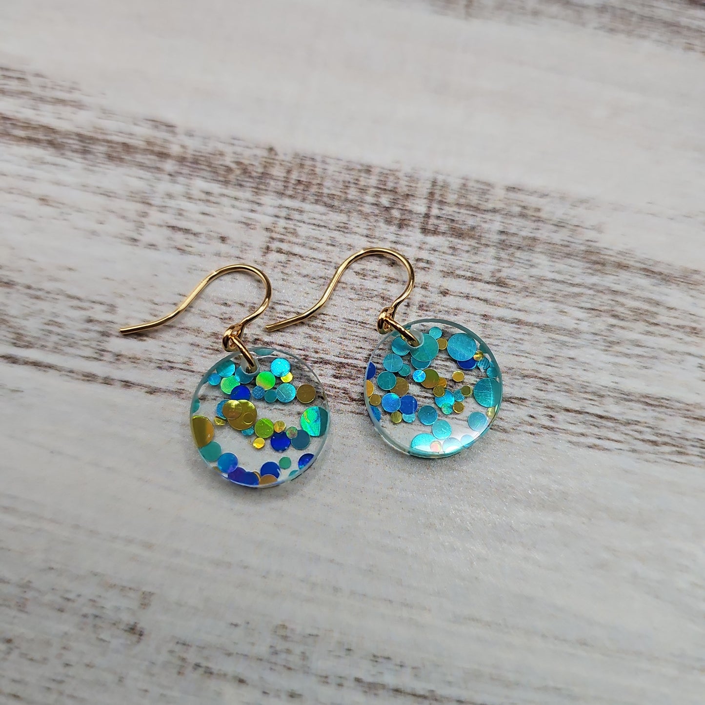 Teal and Gold Polka Dot Earrings (8 styles)