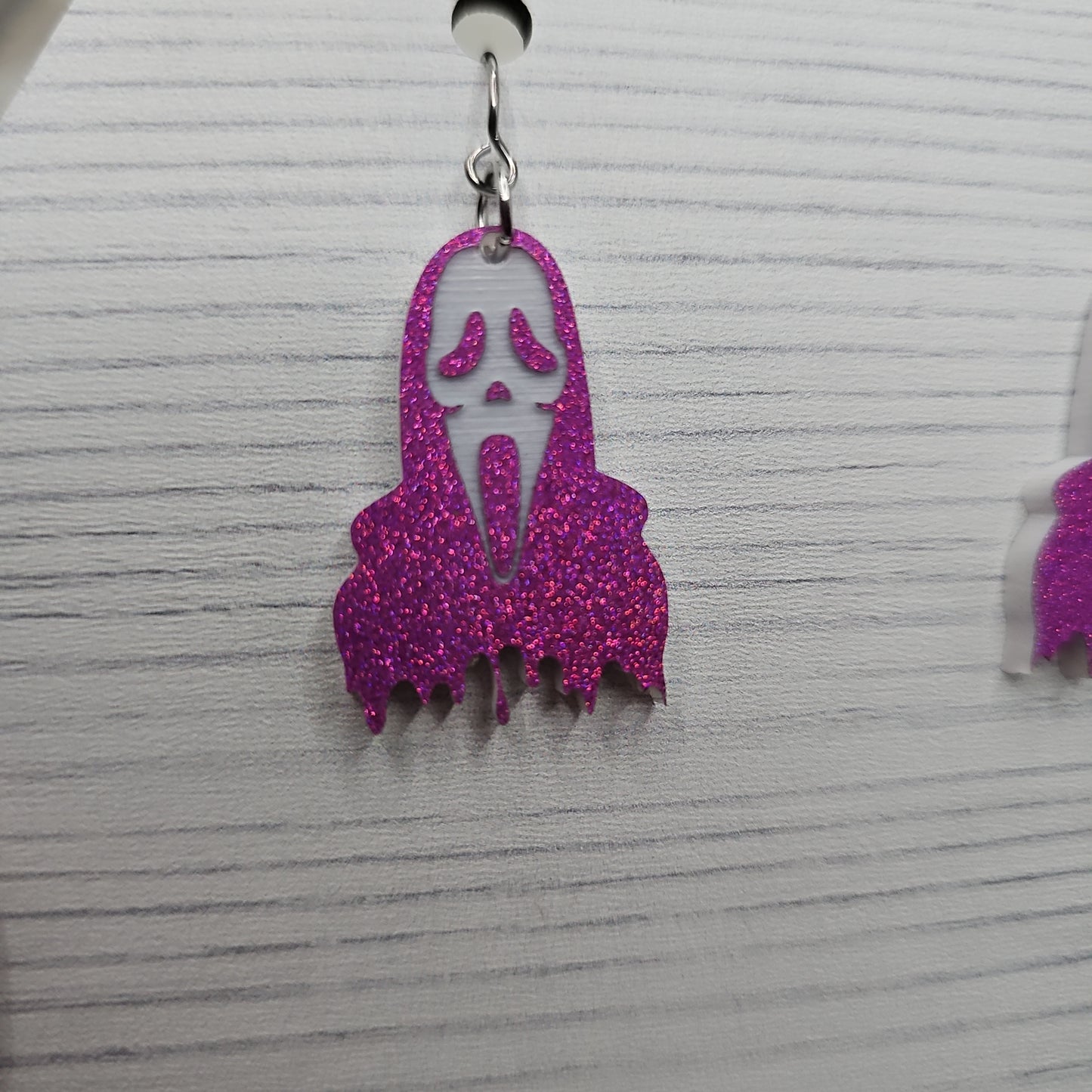 Ghostface Earrings (Pink Glitter)
