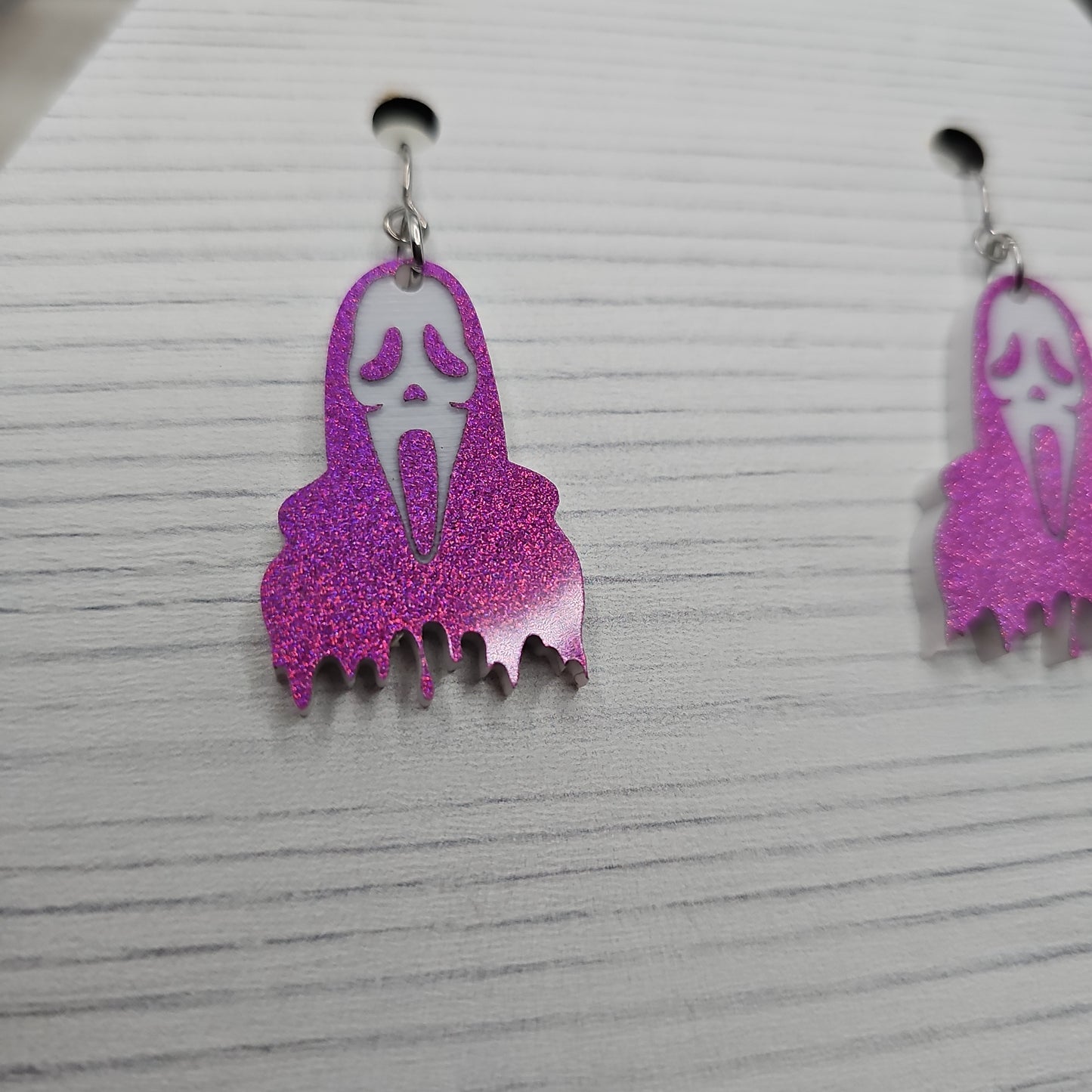 Ghostface Earrings (Pink Glitter)