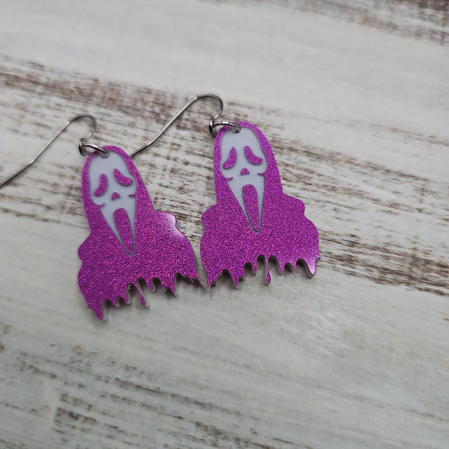 Ghostface Earrings (Pink Glitter)