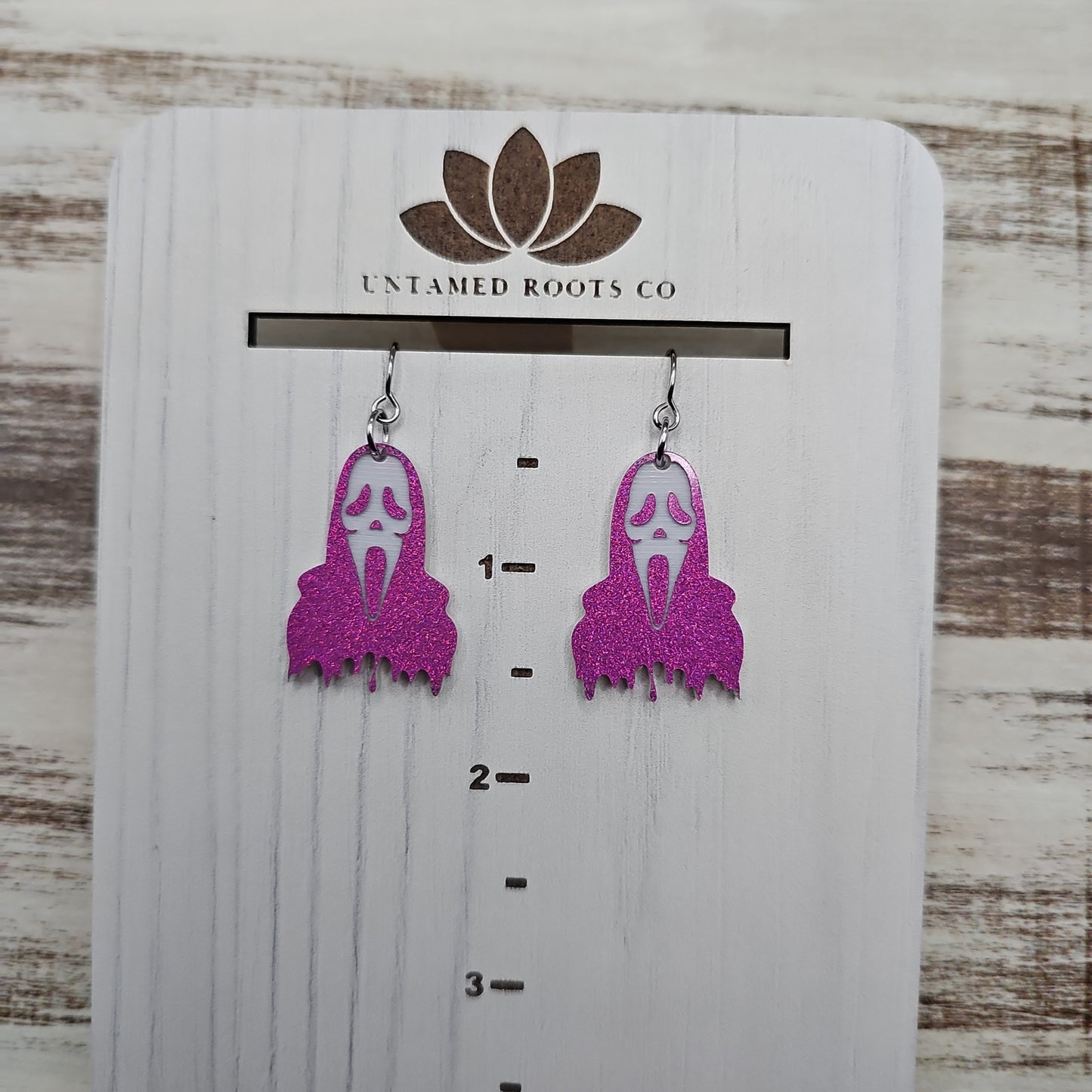 Ghostface Earrings (Pink Glitter)