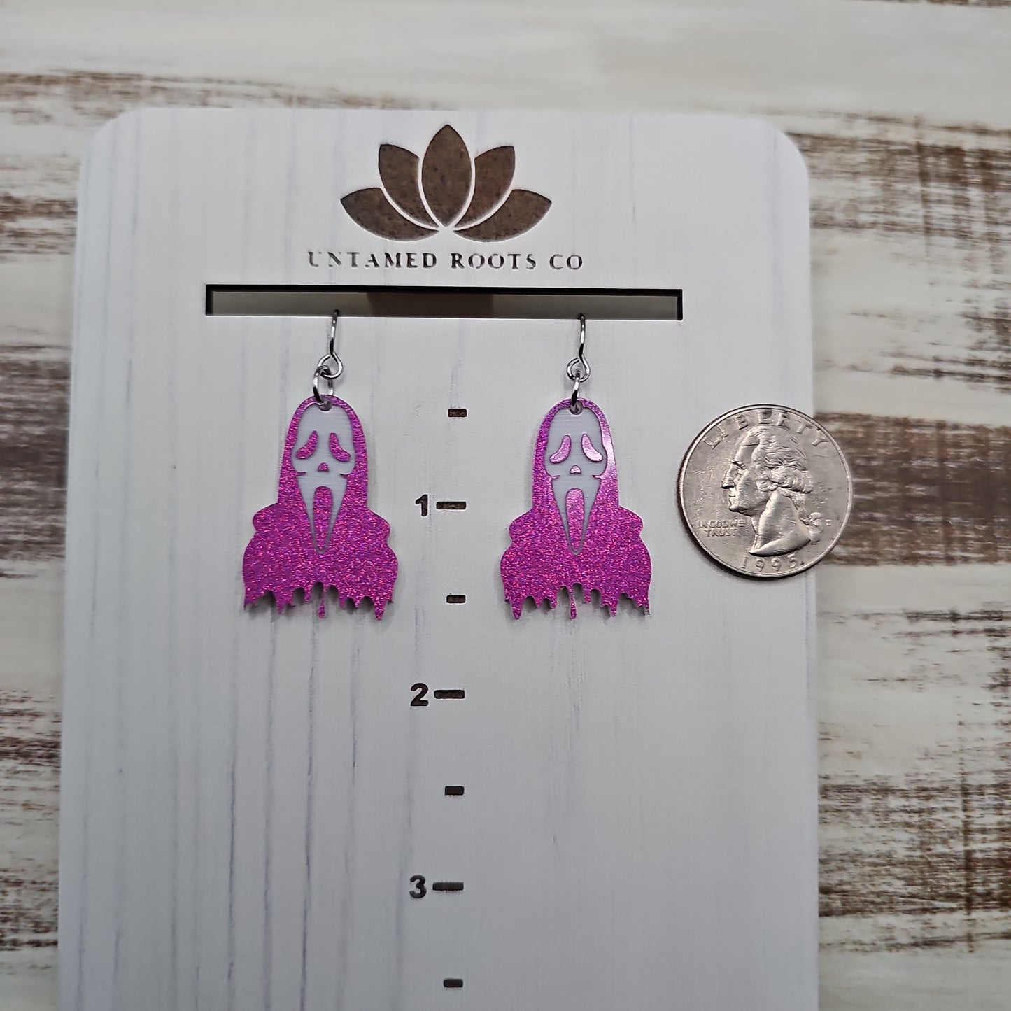 Ghostface Earrings (Pink Glitter)
