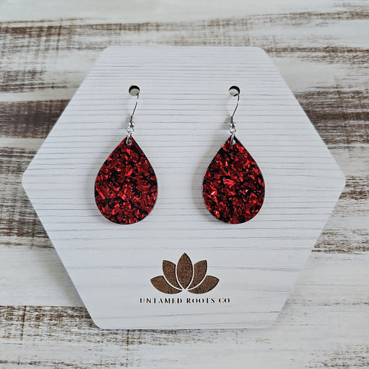 Black & Red Chunky Glitter Earrings (8 styles)