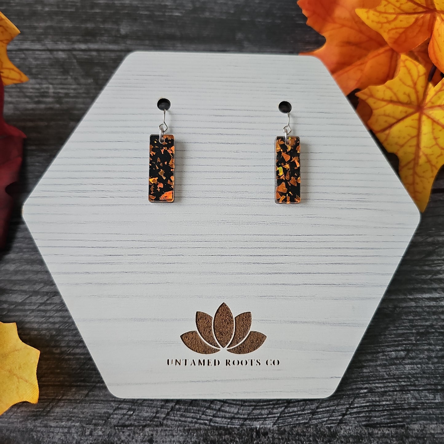 Black & Orange Chunky Glitter Earrings (8 styles)