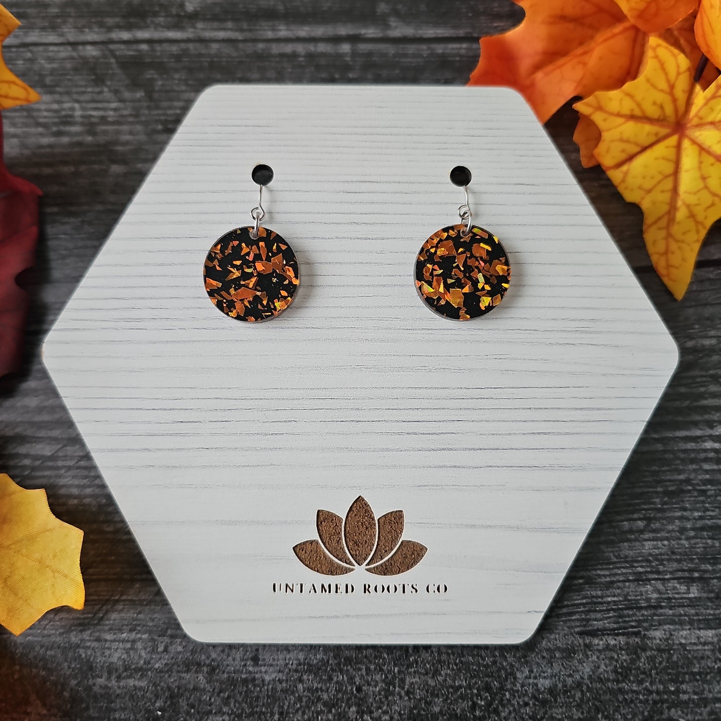 Black & Orange Chunky Glitter Earrings (8 styles)