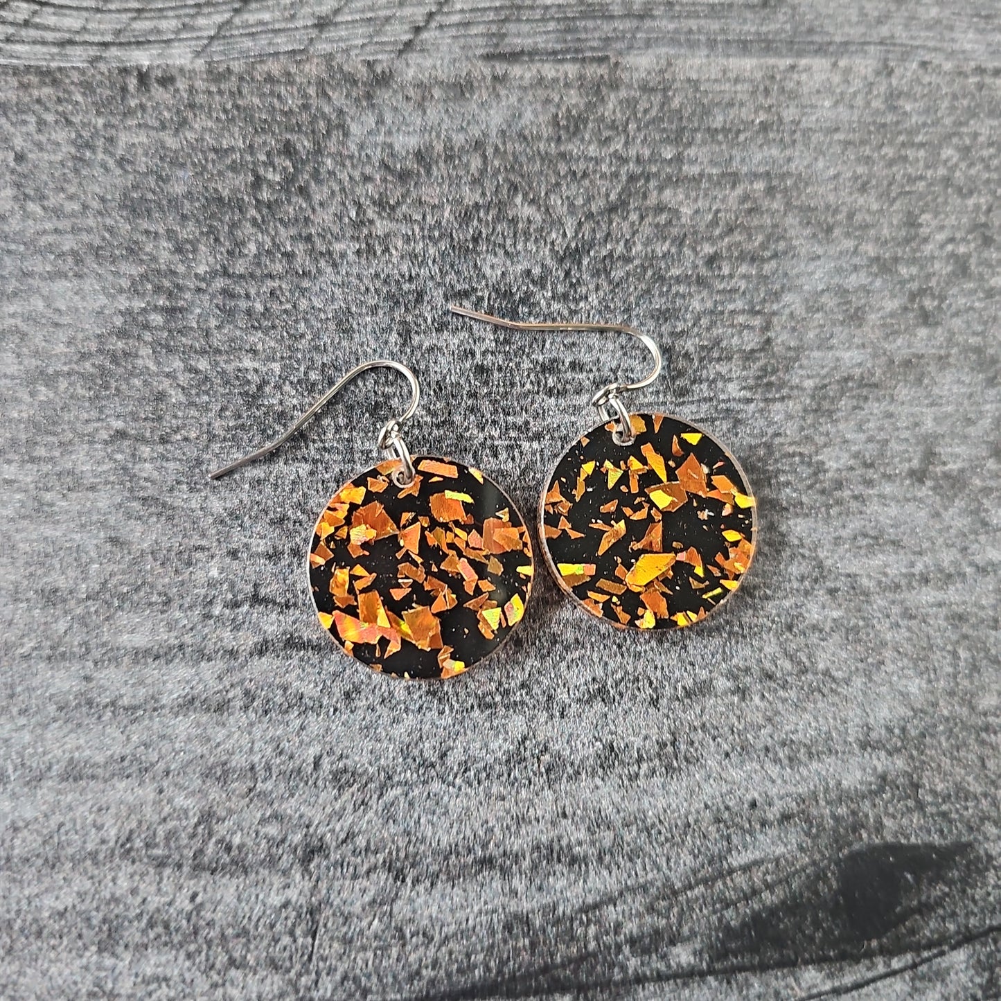 Black & Orange Chunky Glitter Earrings (8 styles)