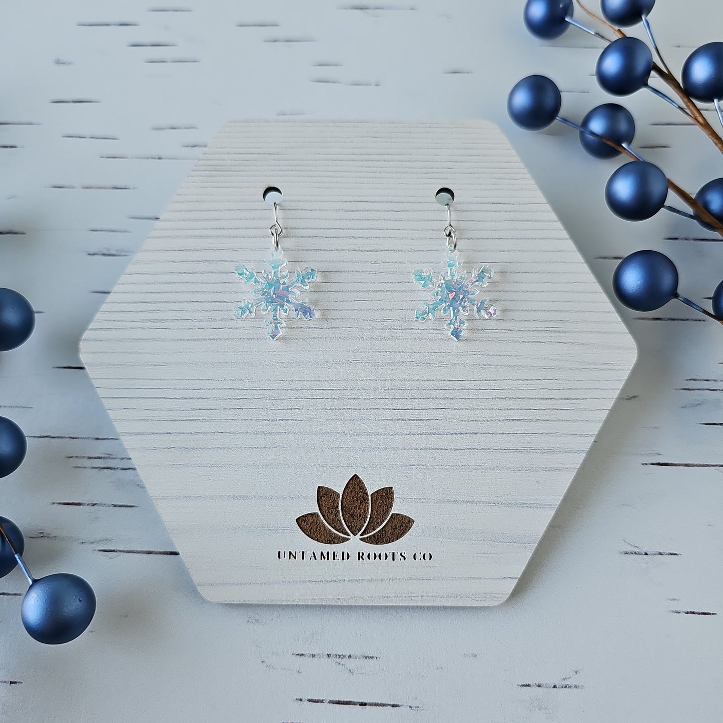 Iridescent Crystal Snowflake Earrings