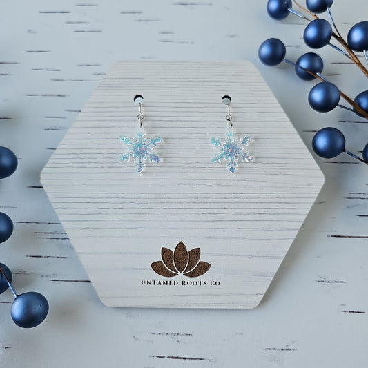 Iridescent Crystal Snowflake Earrings