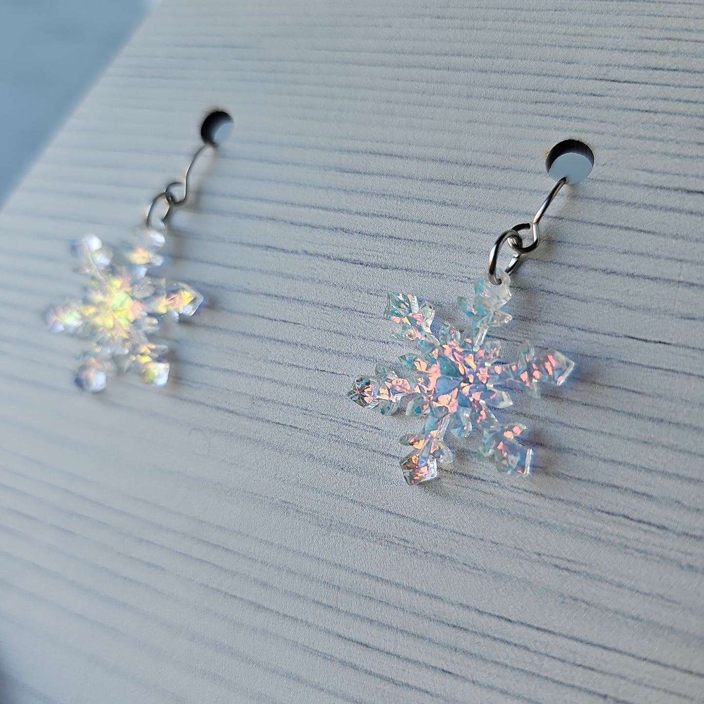 Iridescent Crystal Snowflake Earrings