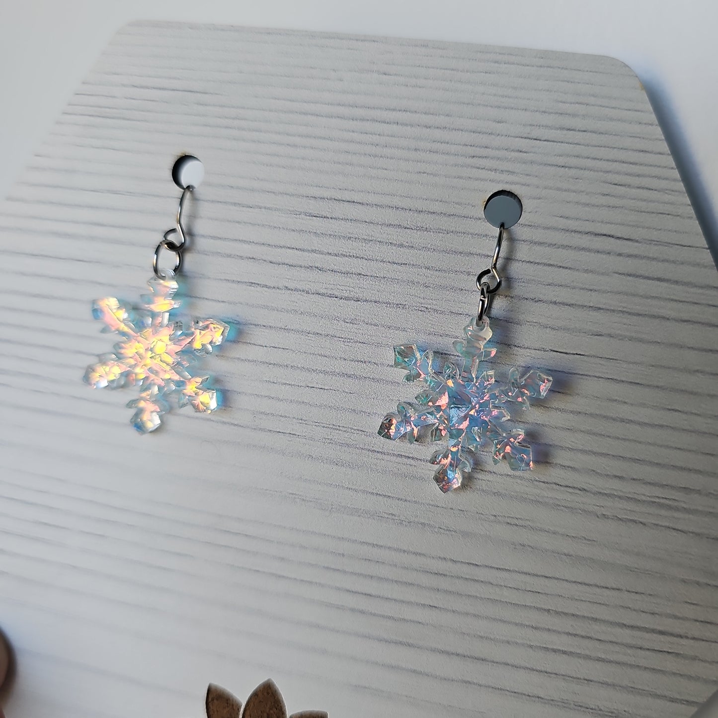 Iridescent Crystal Snowflake Earrings