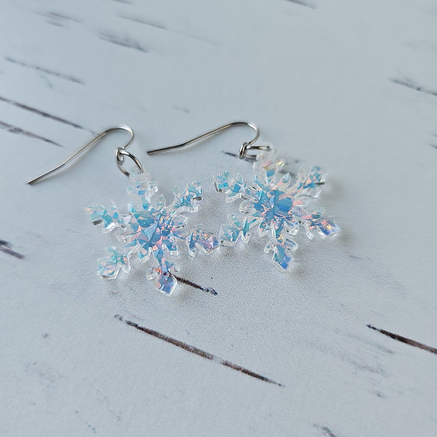 Iridescent Crystal Snowflake Earrings