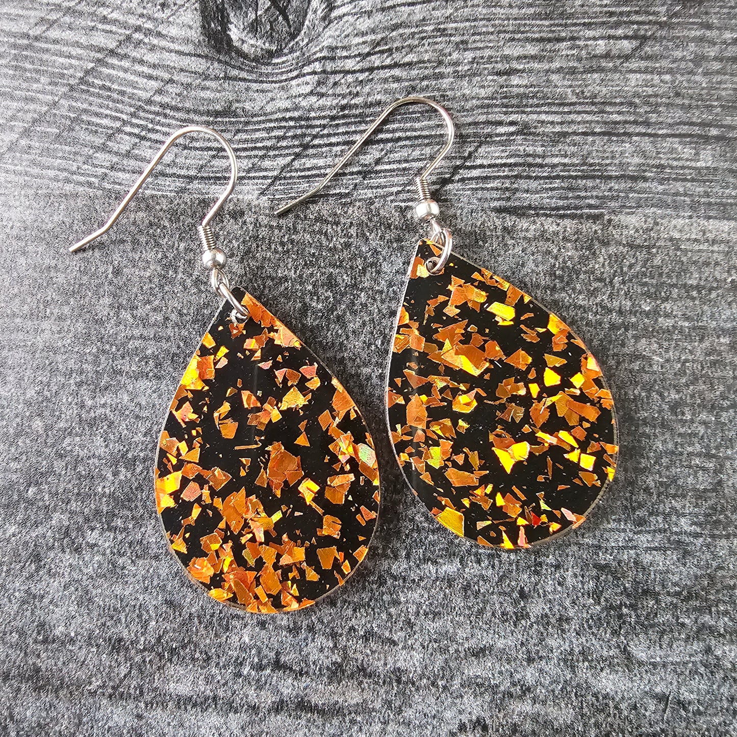 Black & Orange Chunky Glitter Earrings (8 styles)