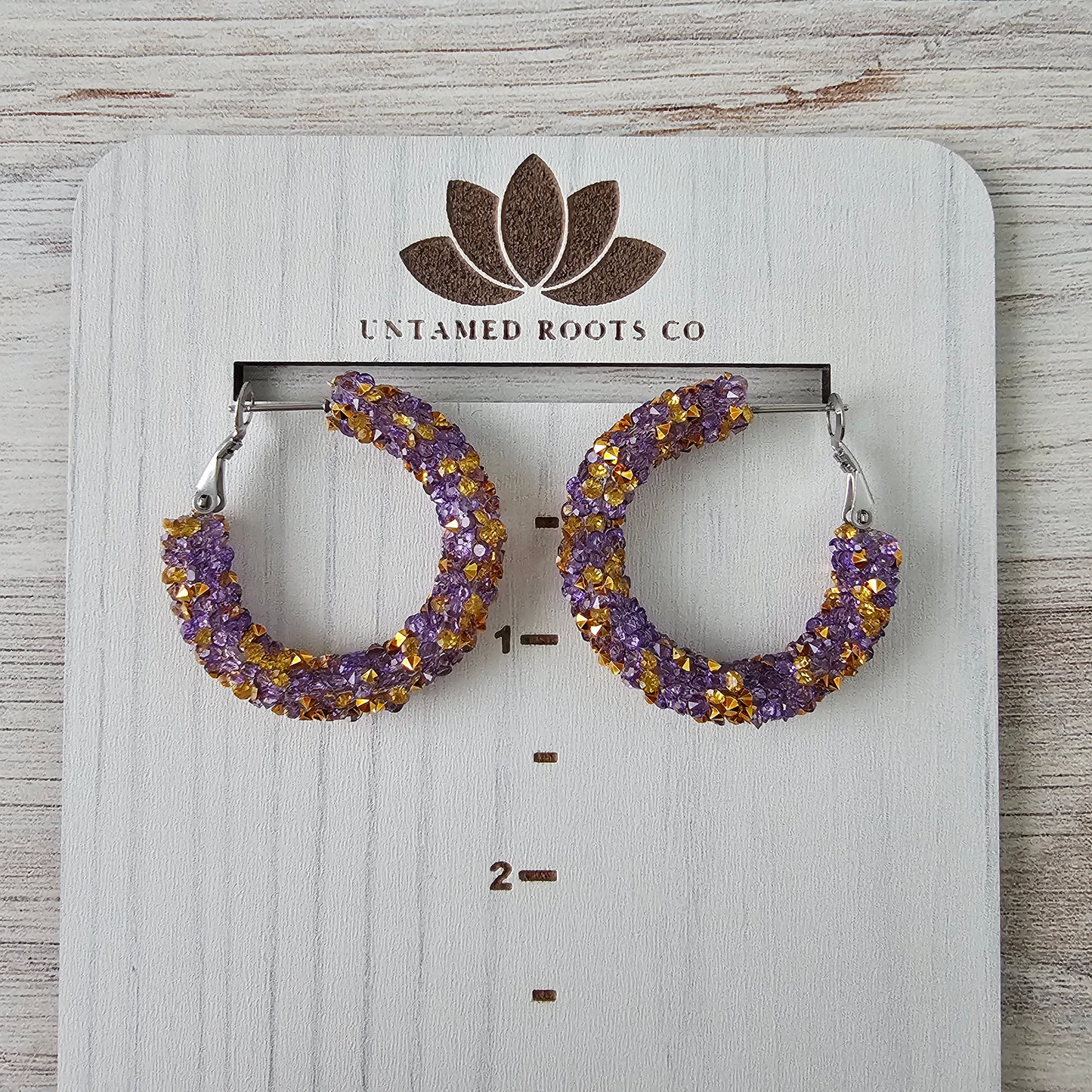Purple & Gold Chunky Glitter Hoops