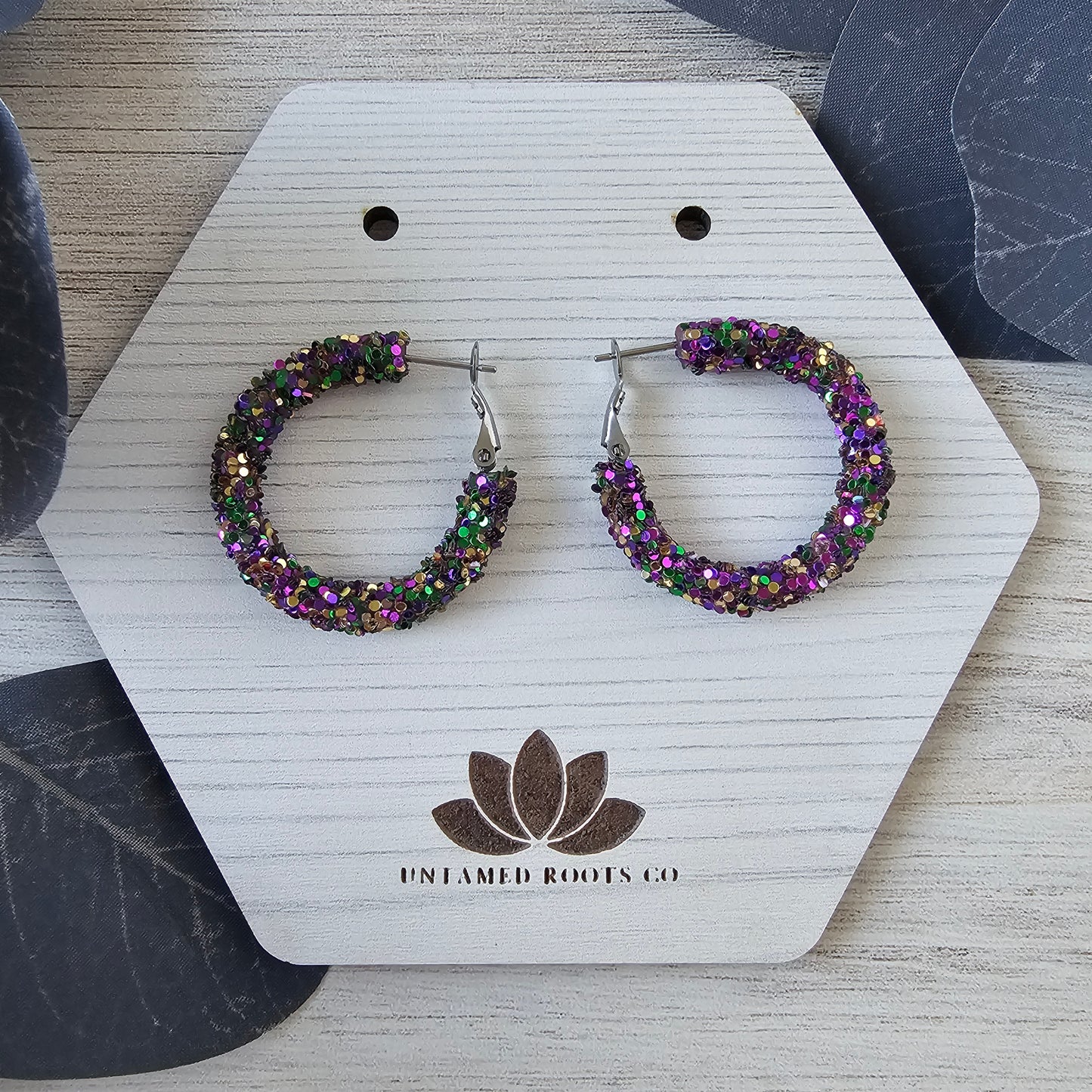 Mardi Gras Glitter Hoops