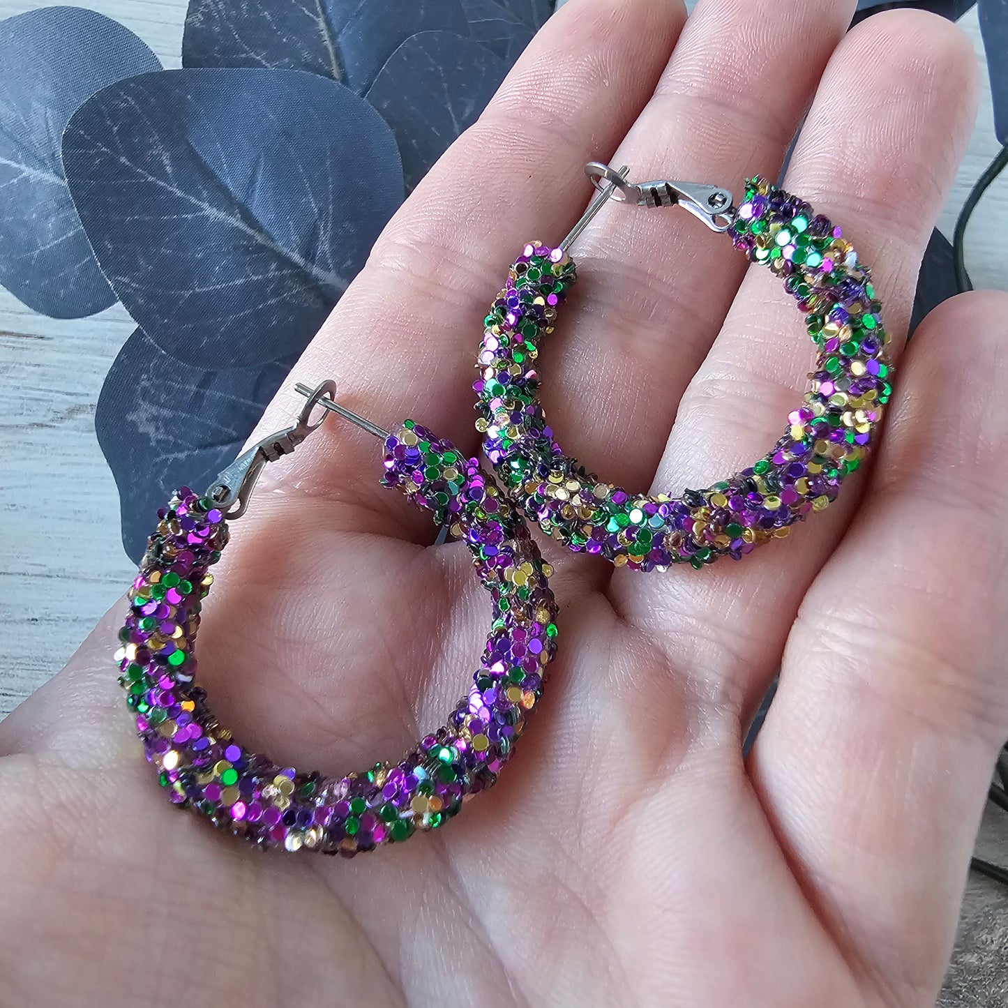 Mardi Gras Glitter Hoops