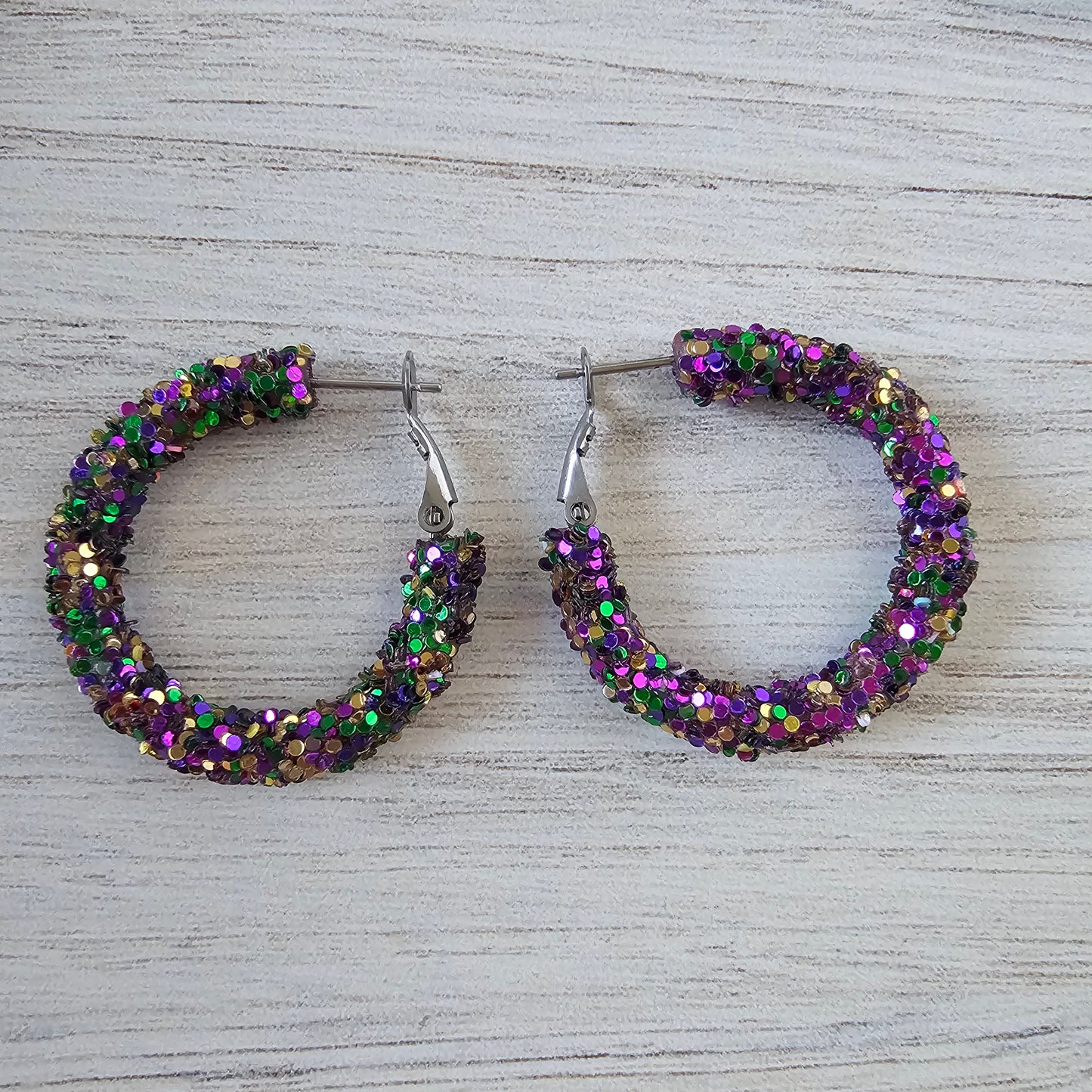 Mardi Gras Glitter Hoops