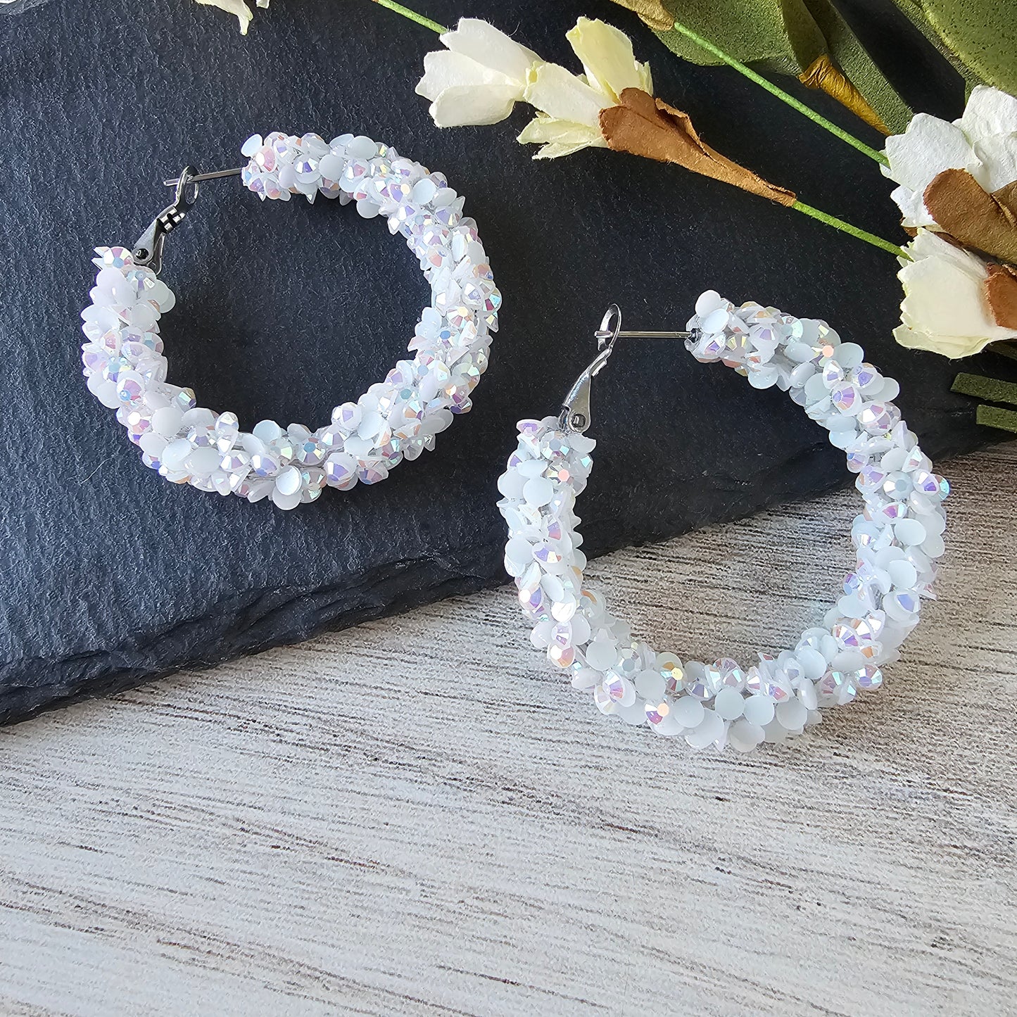 White Super Chunky Glitter Hoop (2 Sizes)