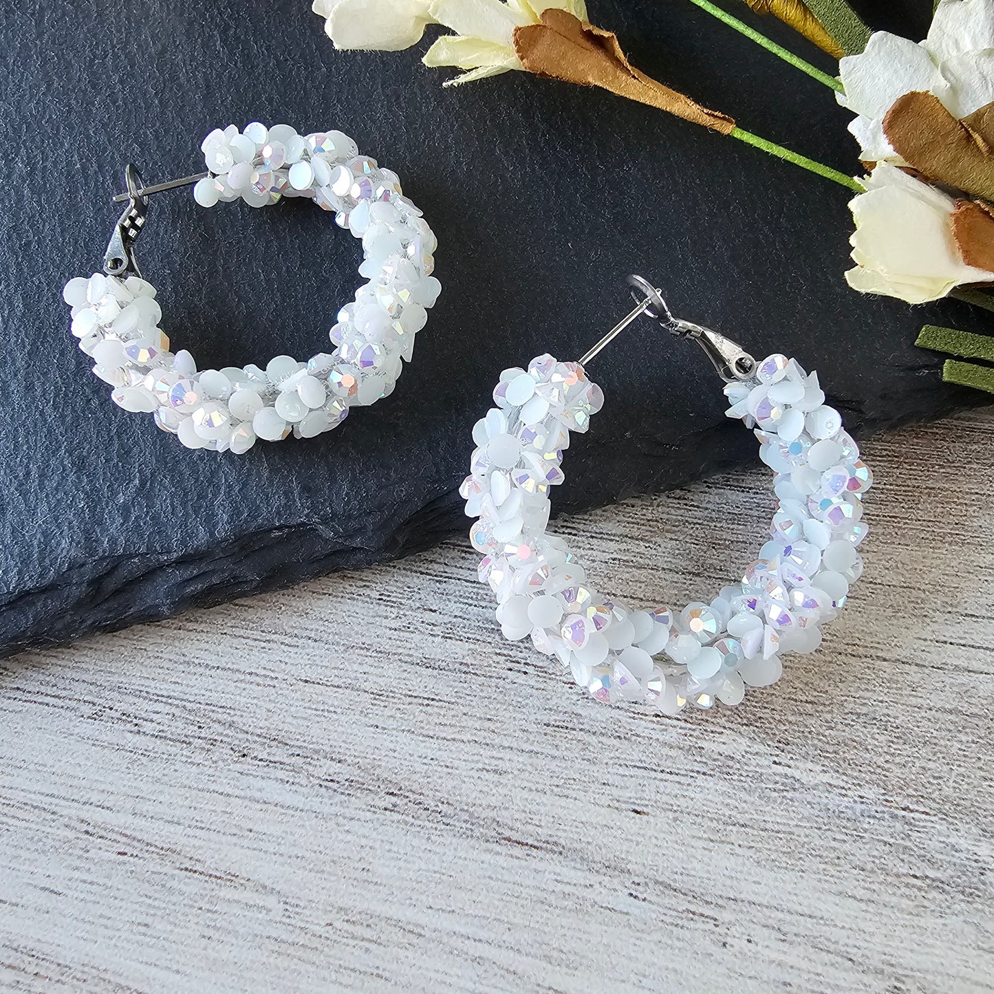 White Super Chunky Glitter Hoop (2 Sizes)