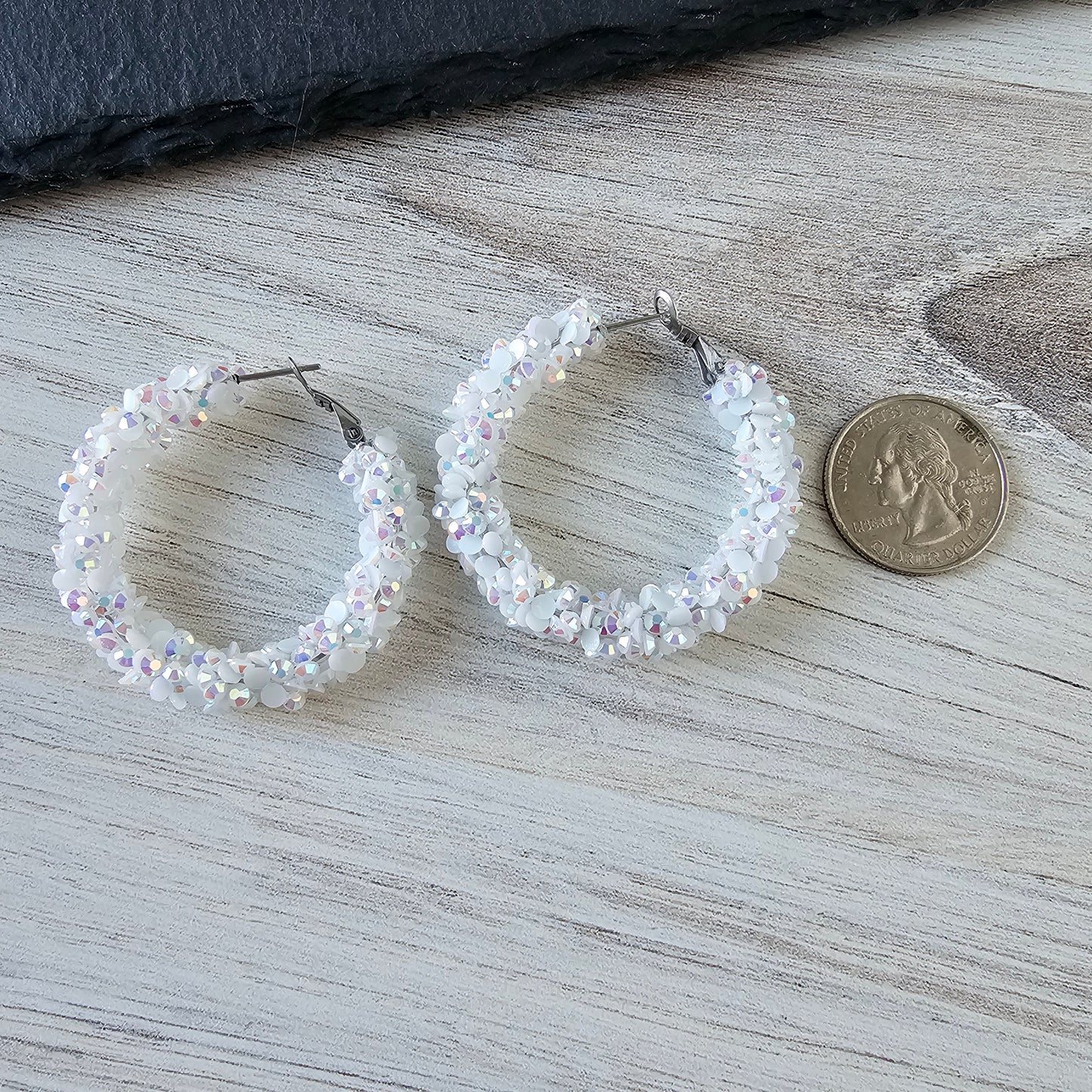 White Super Chunky Glitter Hoop (2 Sizes)