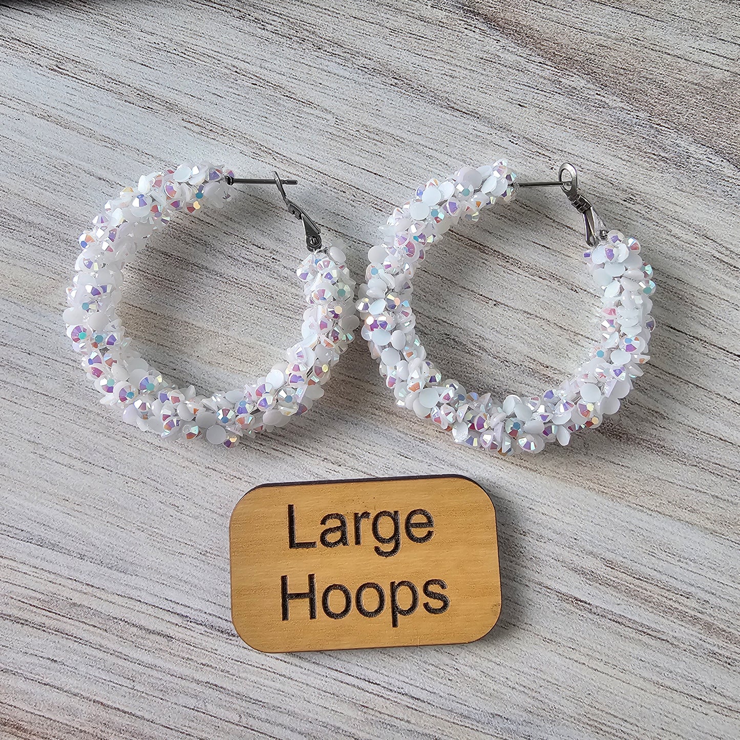 White Super Chunky Glitter Hoop (2 Sizes)