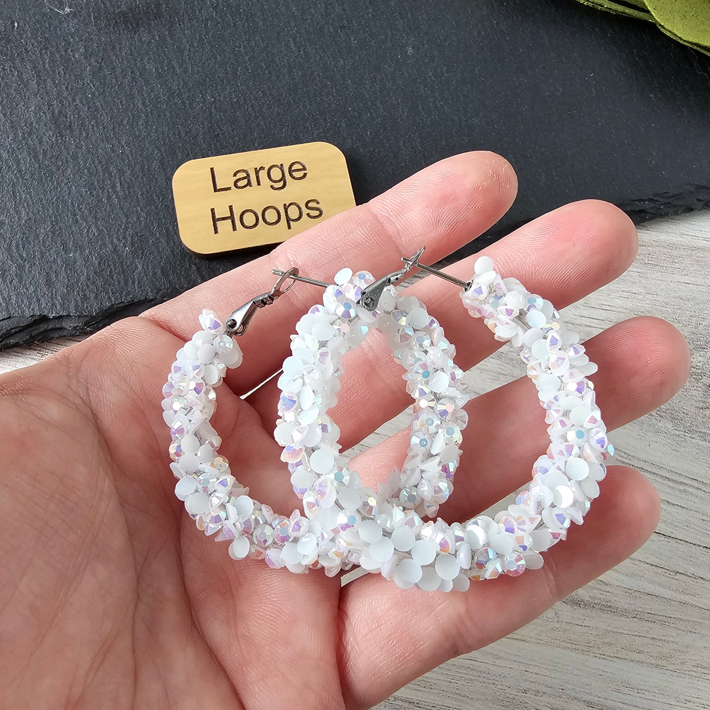 White Super Chunky Glitter Hoop (2 Sizes)