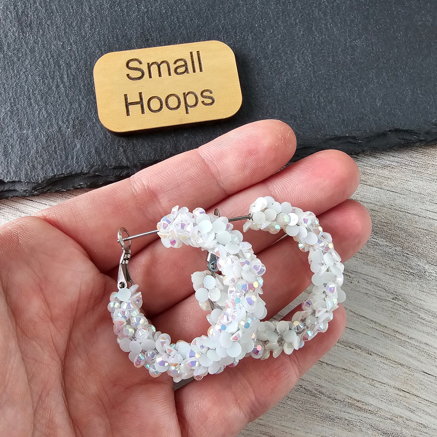 White Super Chunky Glitter Hoop (2 Sizes)