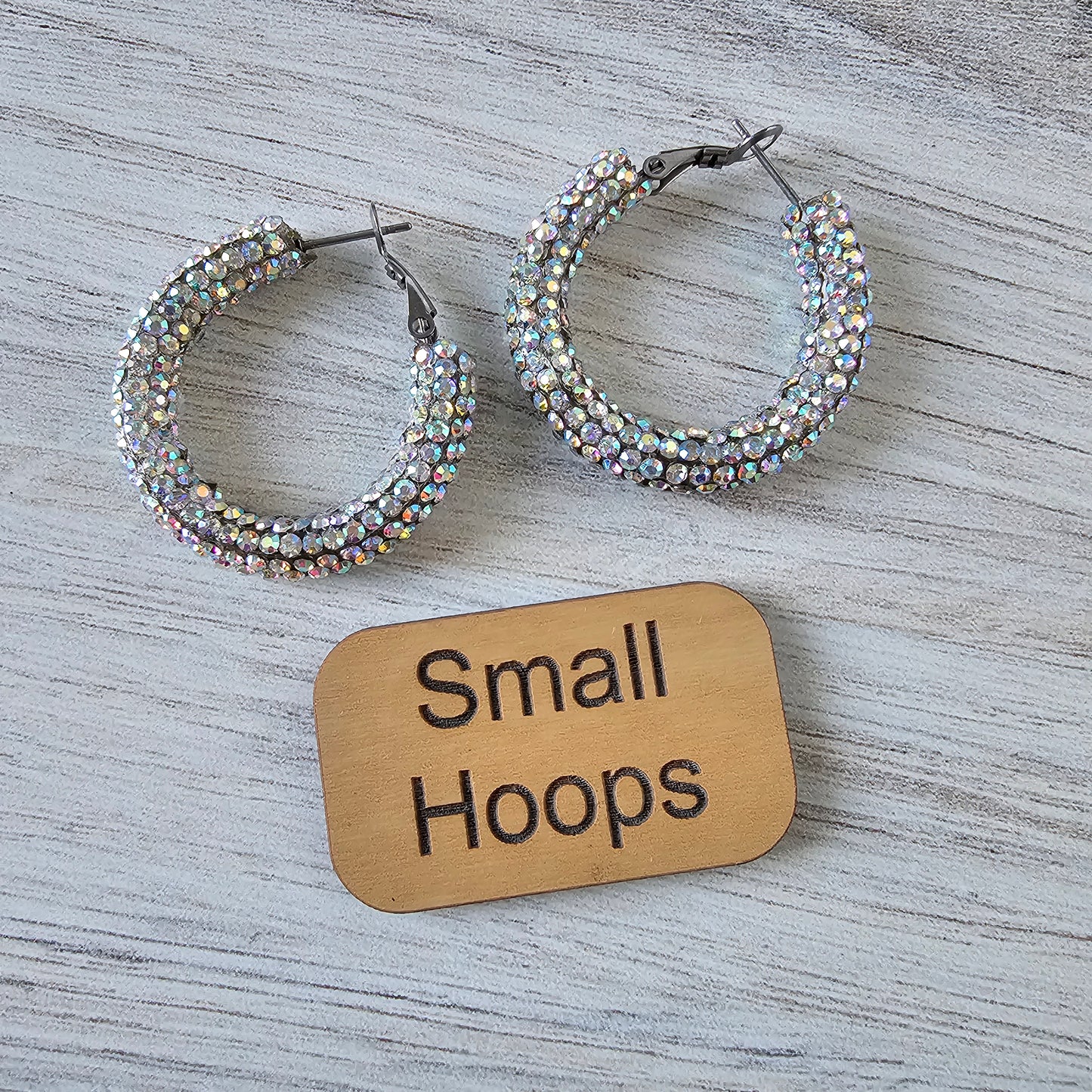 Iridescent Rhinestone Hoops (2 sizes)