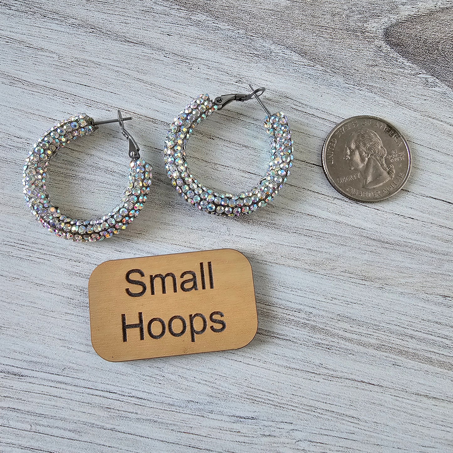 Iridescent Rhinestone Hoops (2 sizes)