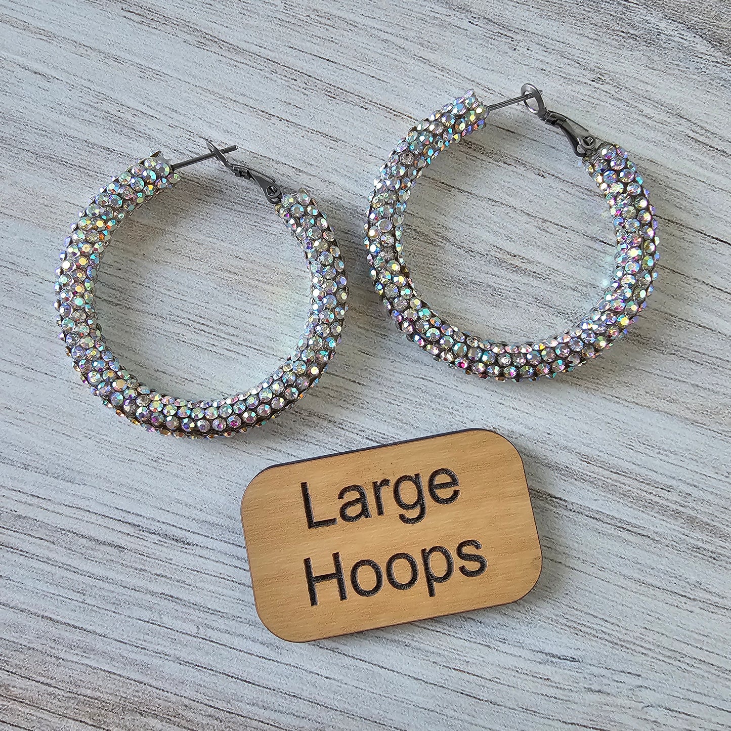 Iridescent Rhinestone Hoops (2 sizes)