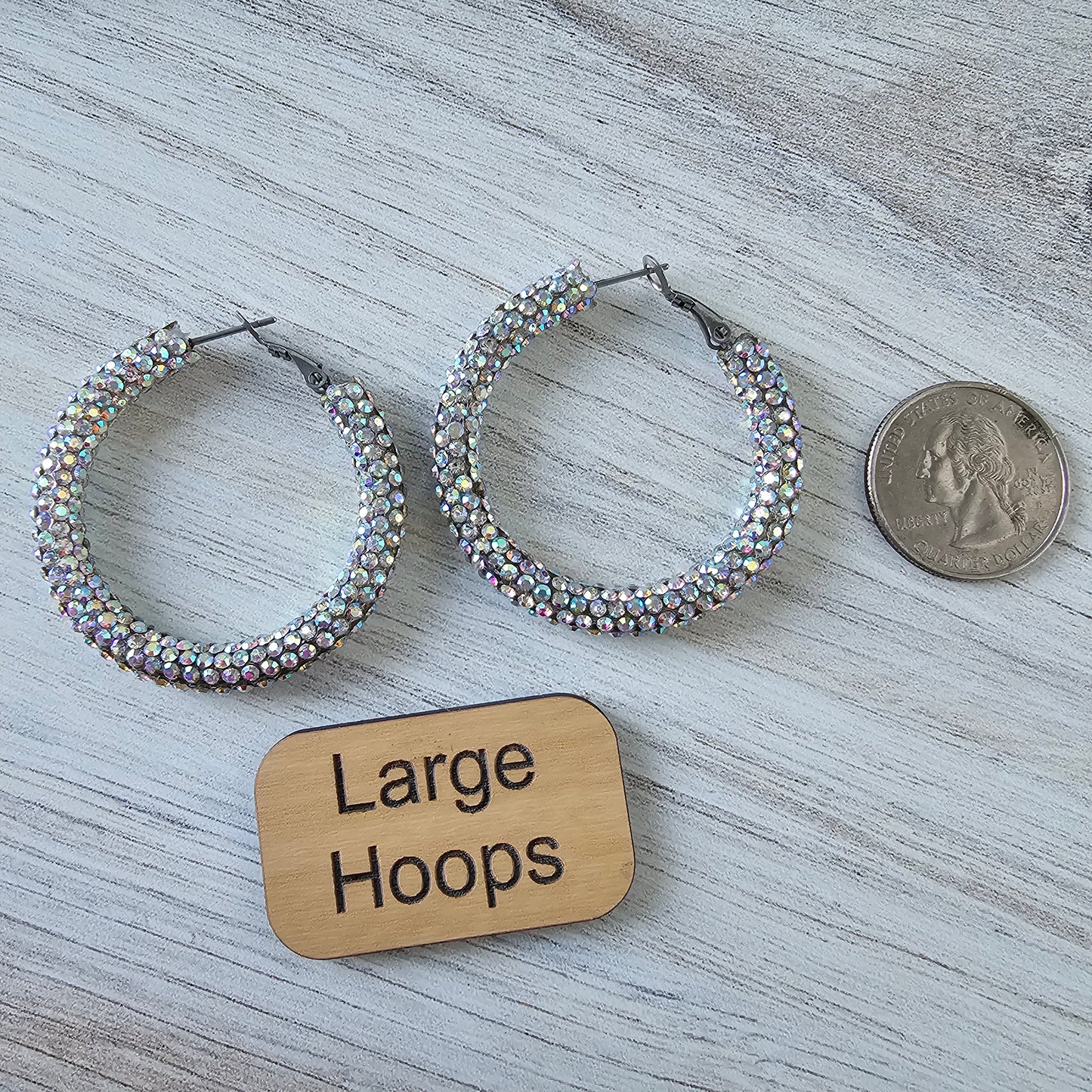 Iridescent Rhinestone Hoops (2 sizes)
