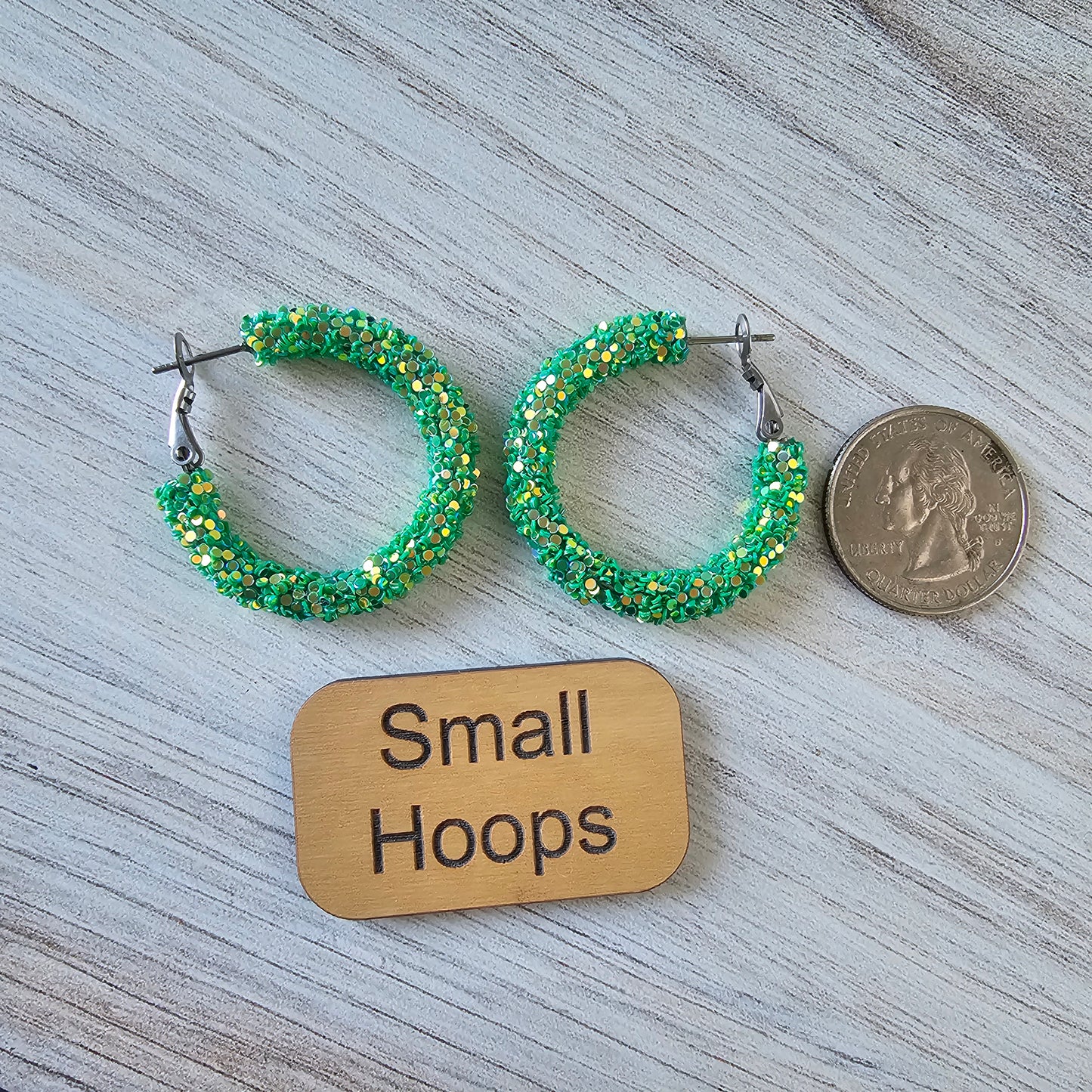 Green Glitter Hoops