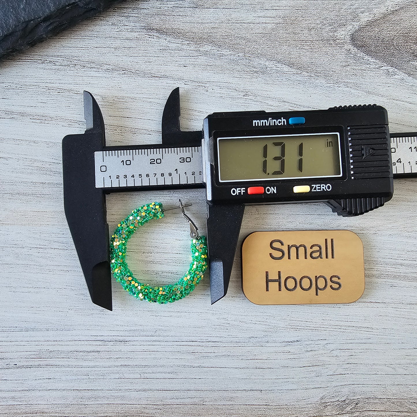 Green Glitter Hoops