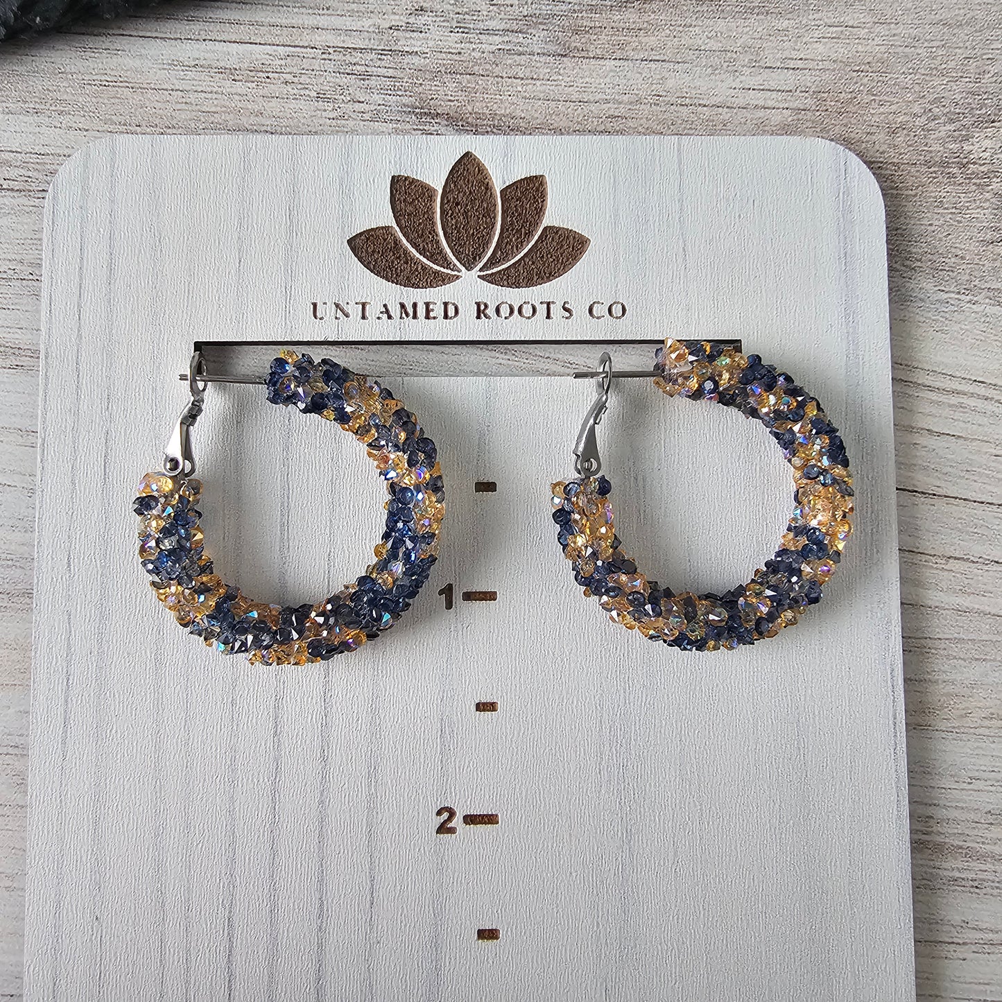 Blue & Yellow Chunky Glitter Hoops