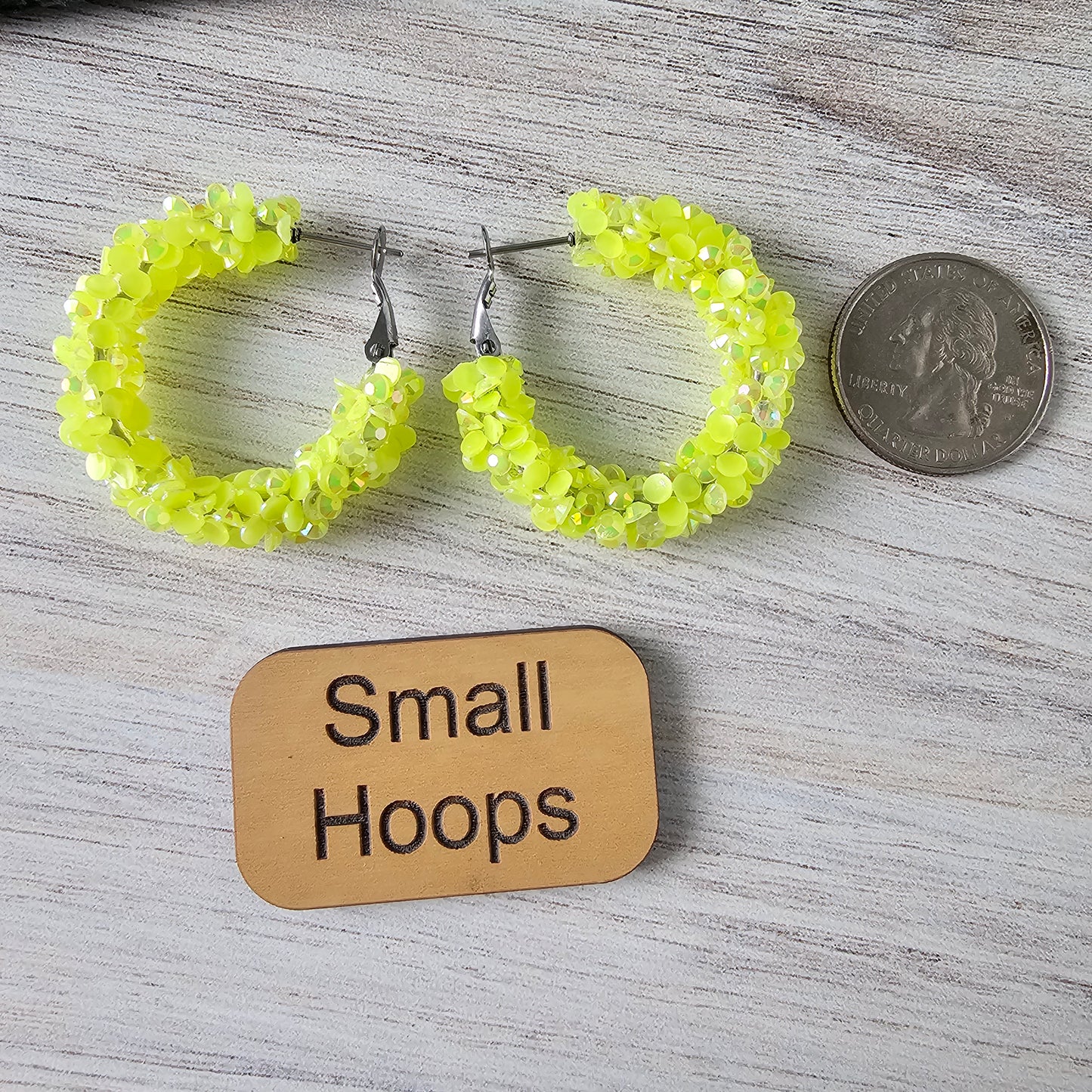 Neon Yellow Super Chunky Glitter Hoops (2 sizes)