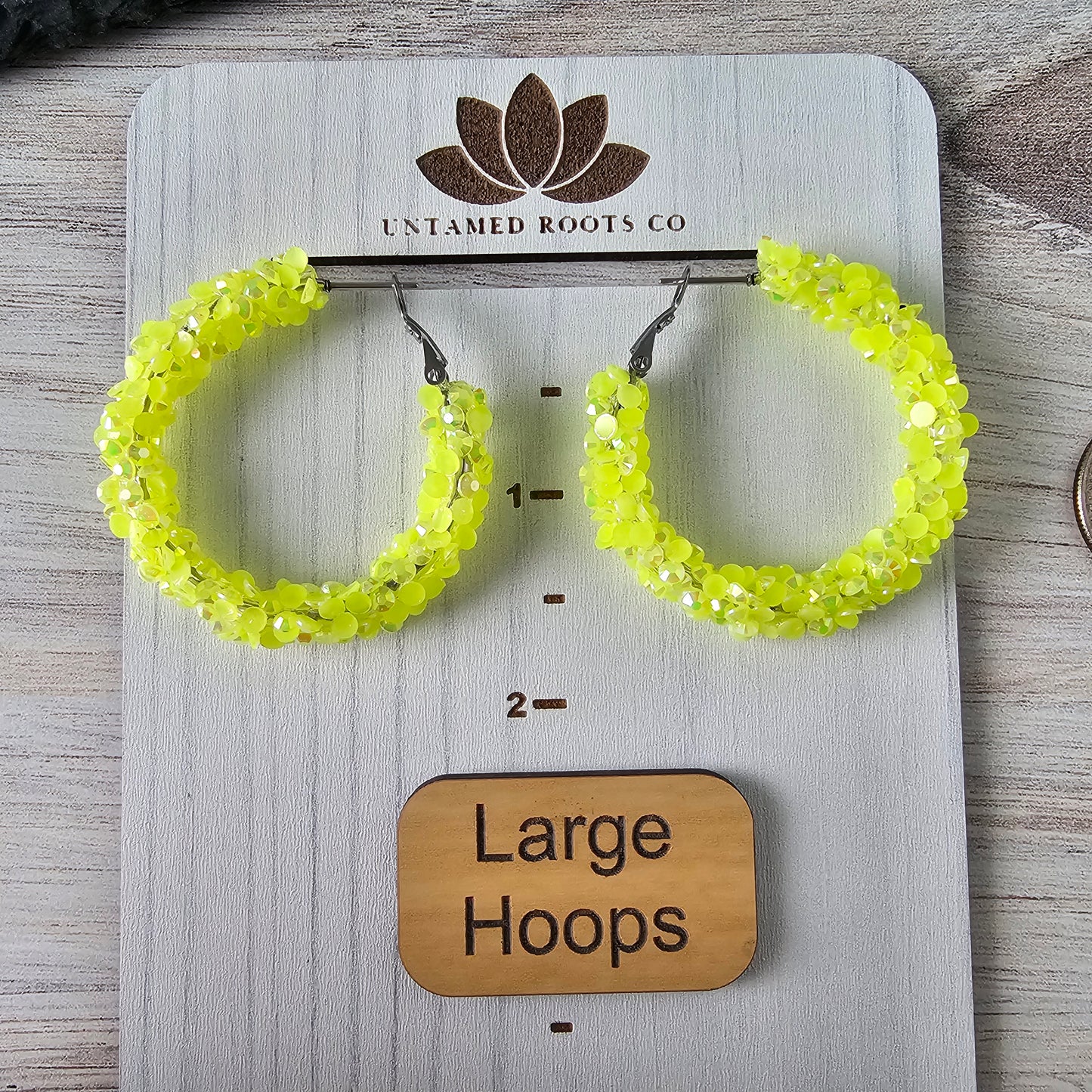 Neon Yellow Super Chunky Glitter Hoops (2 sizes)